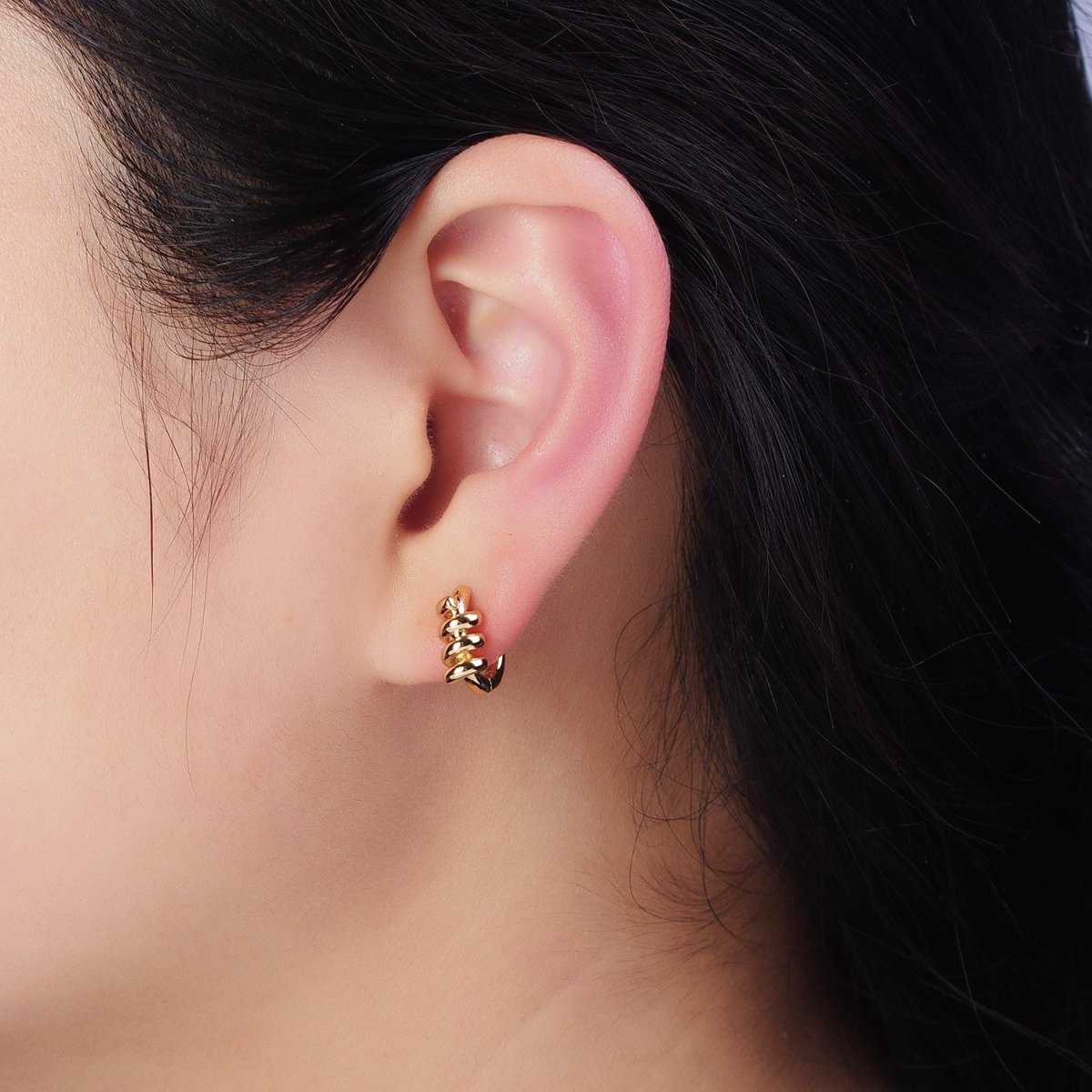16K Gold Filled 13mm Triple Spiral Band Huggie Earrings in Gold & Silver | AD1096 AD1097