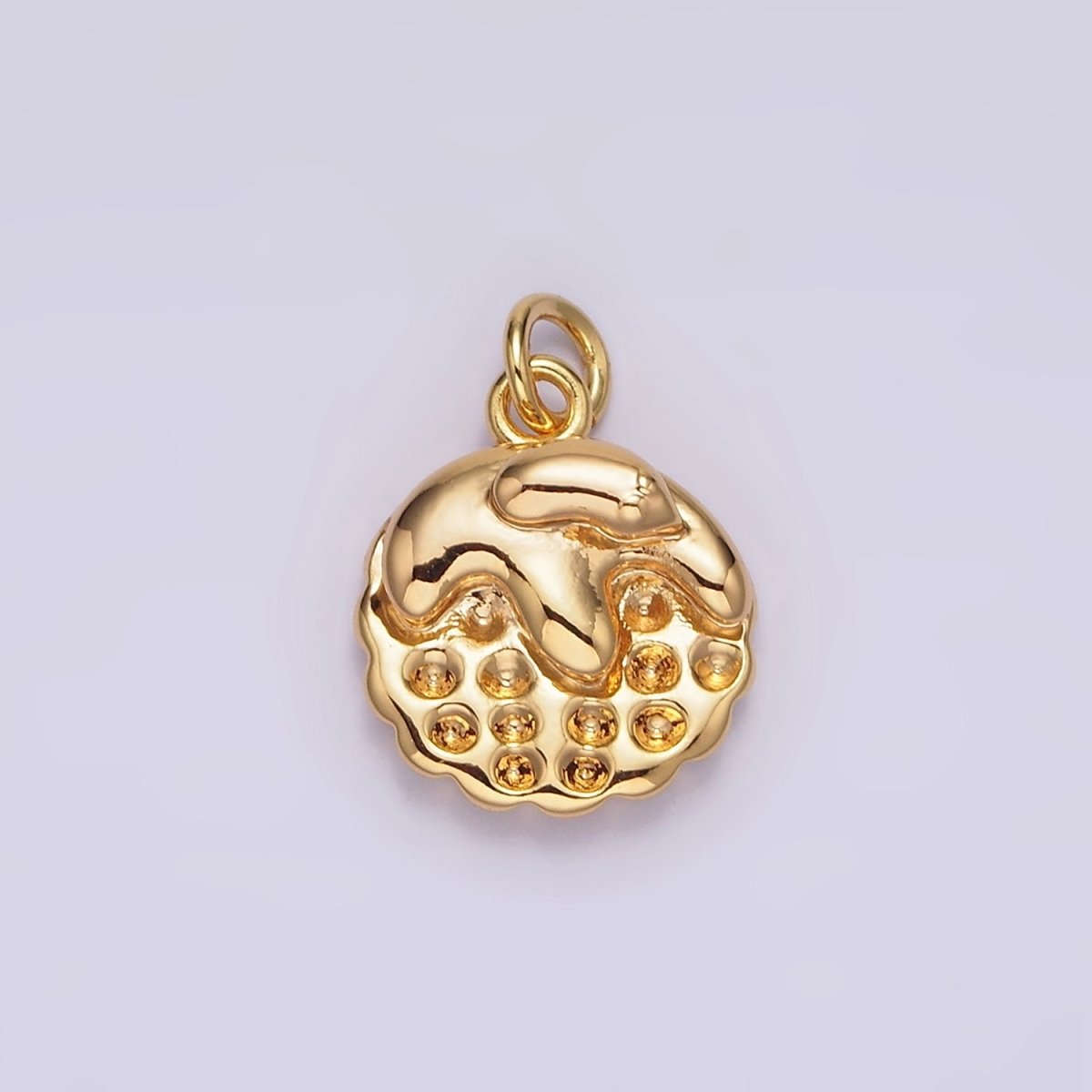 16K Gold Filled 14mm Beaded Molten Drip Round Charm | AG107
