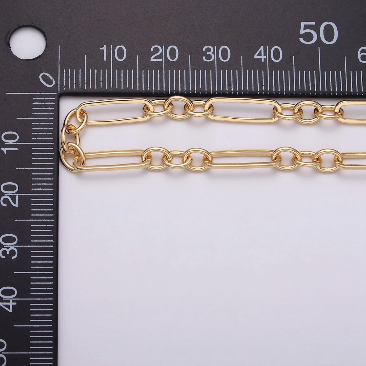 16K Gold Filled 15mm x 4.5mm Figaro Long and Short Fancy Unfinished Unique Chain In Jewelry Making | ROLL-1371 ROLL-1372 Clearance Pricing