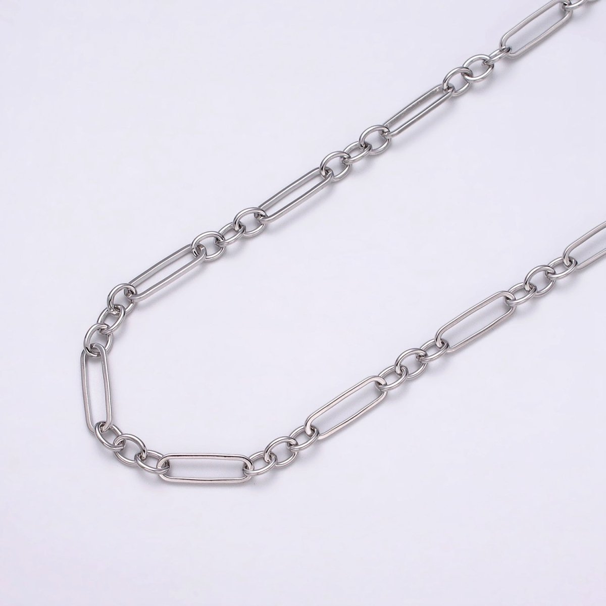 16K Gold Filled 15mm x 4.5mm Figaro Long and Short Fancy Unfinished Unique Chain In Jewelry Making | ROLL-1371 ROLL-1372 Clearance Pricing