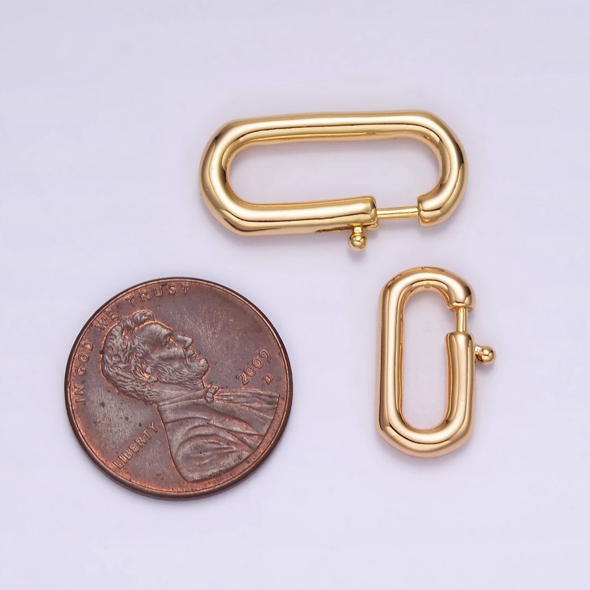 16K Gold Filled 16.3mm, 22.6mm Oblong Push Claw Closure Jewelry Findings Supply | Z-509 Z-510