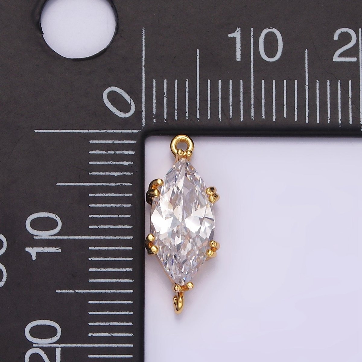16K Gold Filled 16.5mm Clear Marquise CZ Connector | G-023