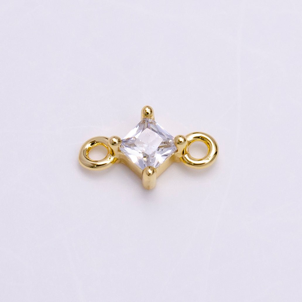 16K Gold Filled 16.5mm Clear Rhombus CZ Link Connector | Y-753