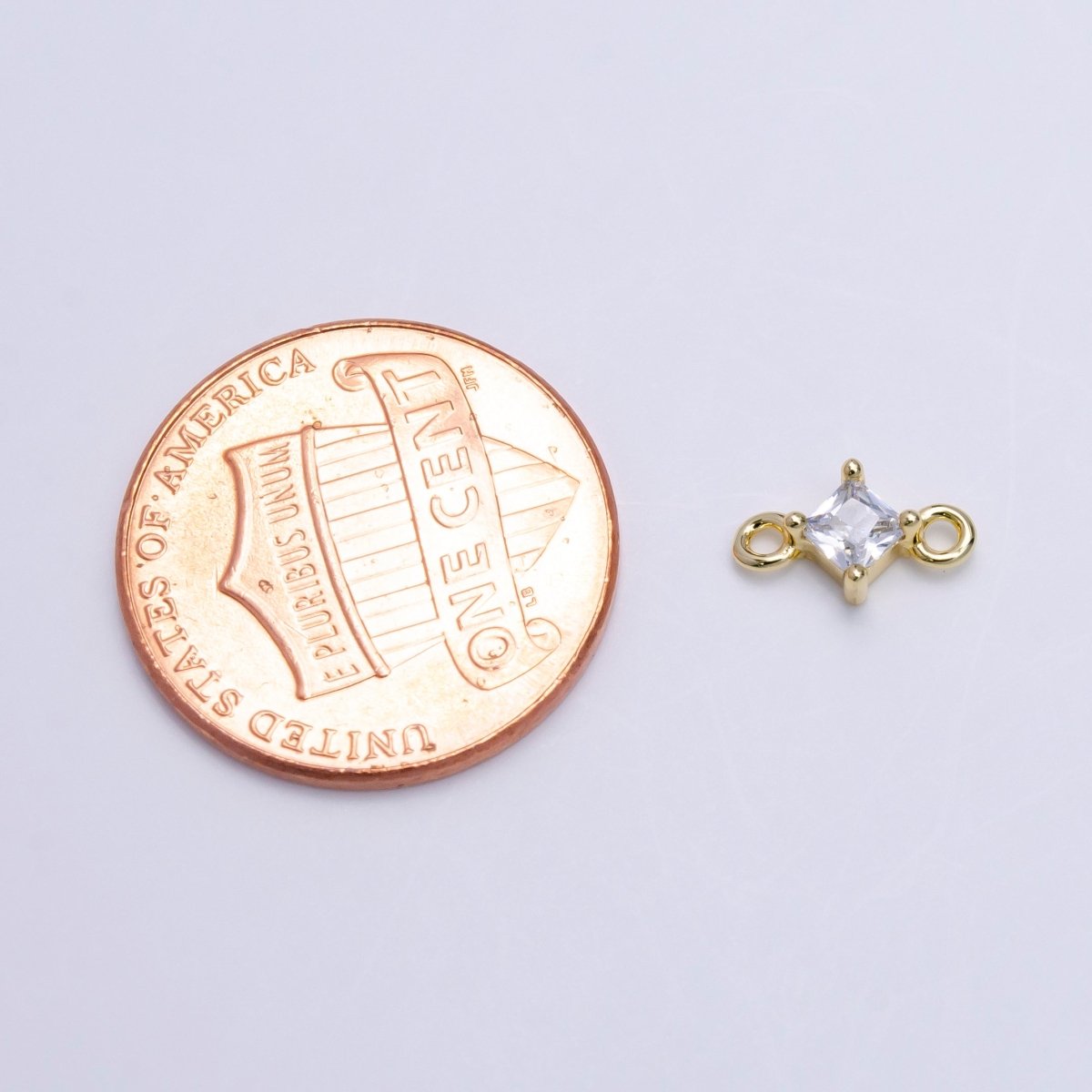 16K Gold Filled 16.5mm Clear Rhombus CZ Link Connector | Y-753