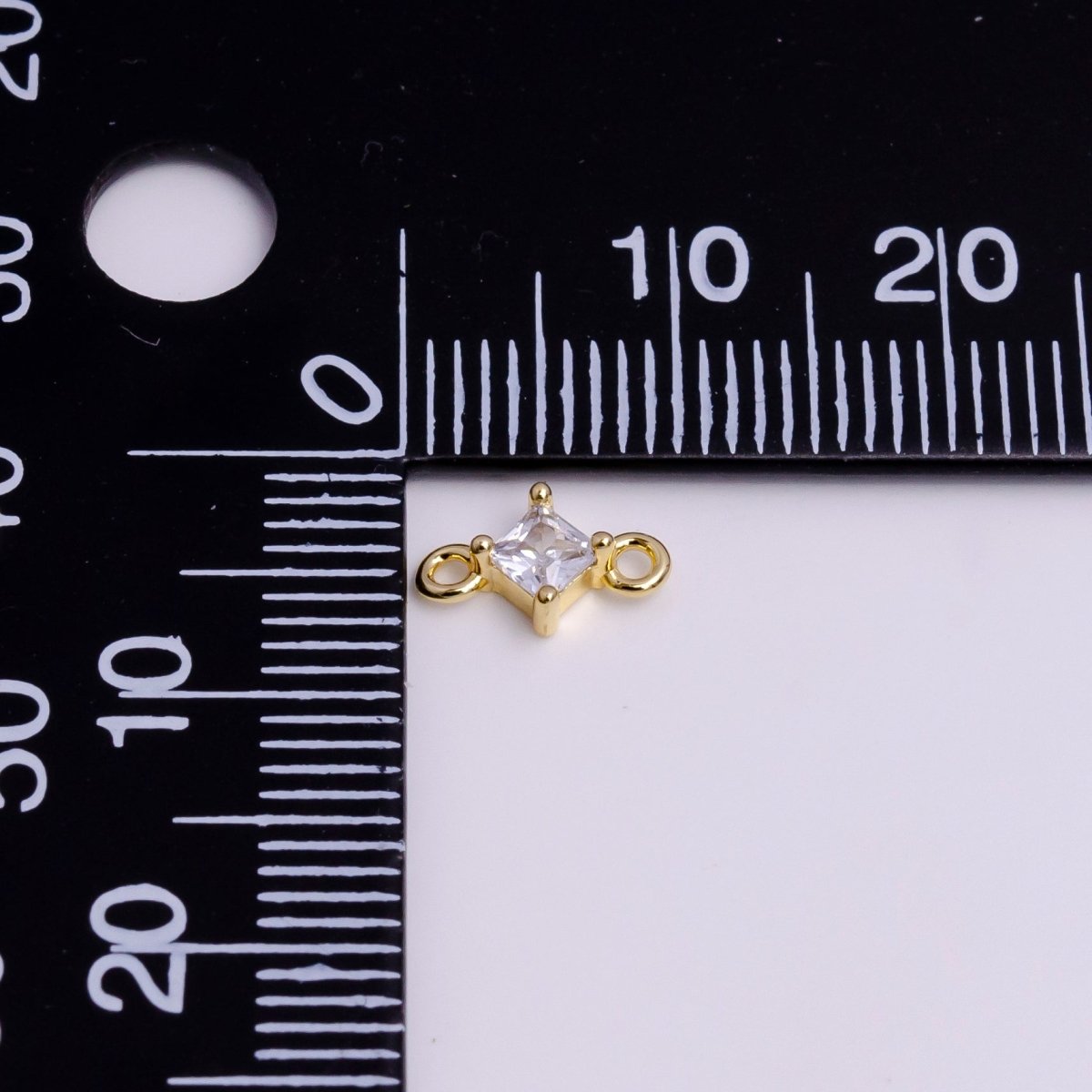 16K Gold Filled 16.5mm Clear Rhombus CZ Link Connector | Y-753