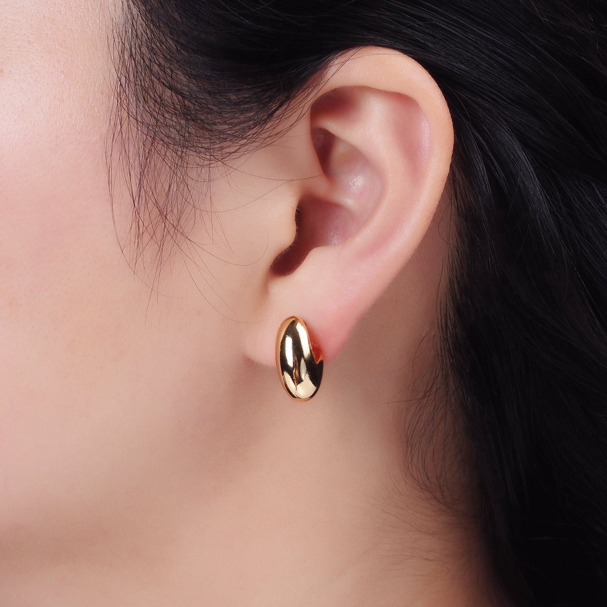 16K Gold Filled 16mm Chubby J-Shaped Cartilage Hoop Earrings | AE893