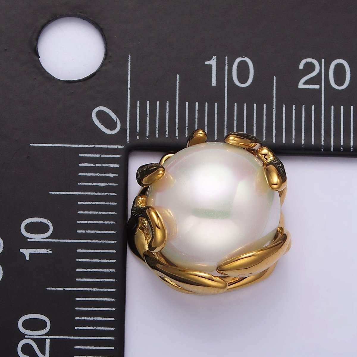 16K Gold Filled 16mm White Shell Pearl Molten Drip Connector in Gold & Silver | G785