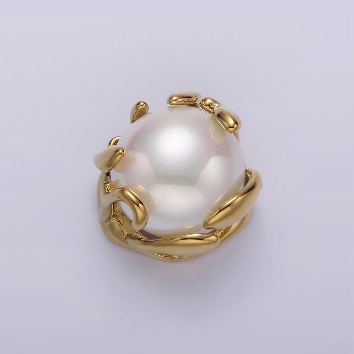 16K Gold Filled 16mm White Shell Pearl Molten Drip Connector in Gold & Silver | G785