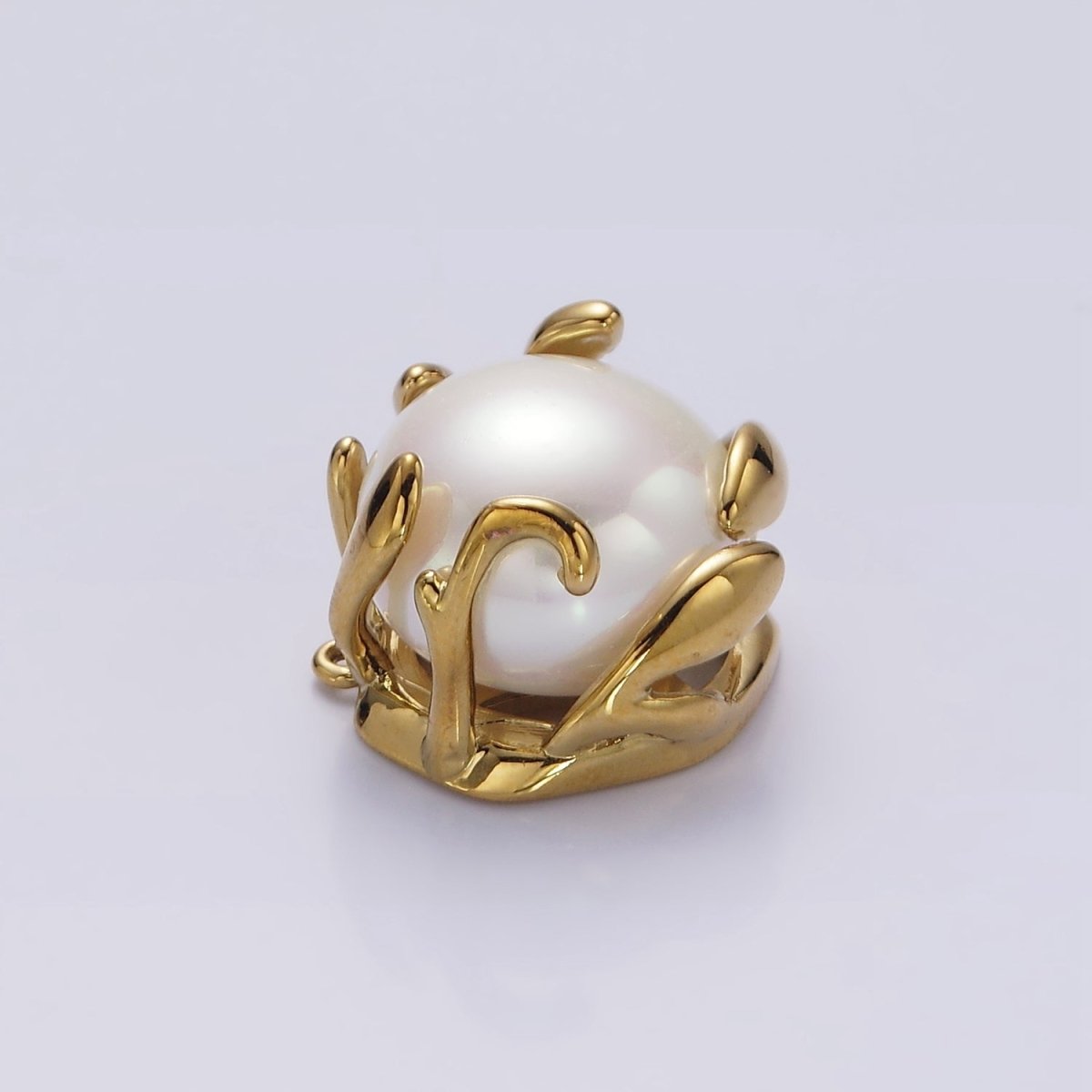 16K Gold Filled 16mm White Shell Pearl Molten Drip Connector in Gold & Silver | G785