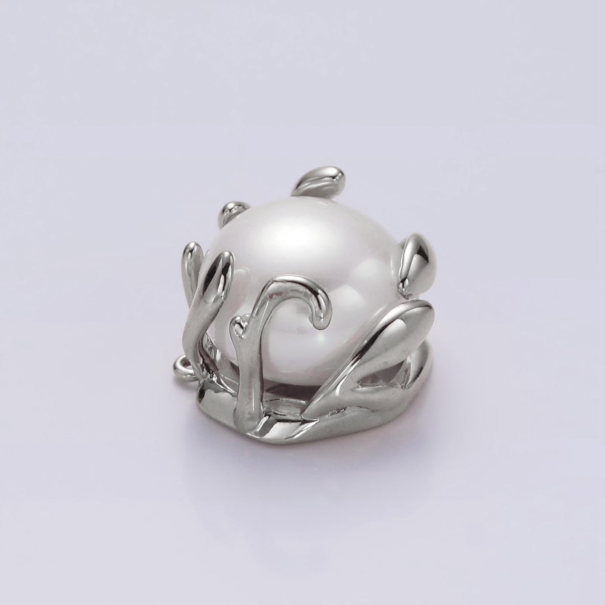 16K Gold Filled 16mm White Shell Pearl Molten Drip Connector in Gold & Silver | G785