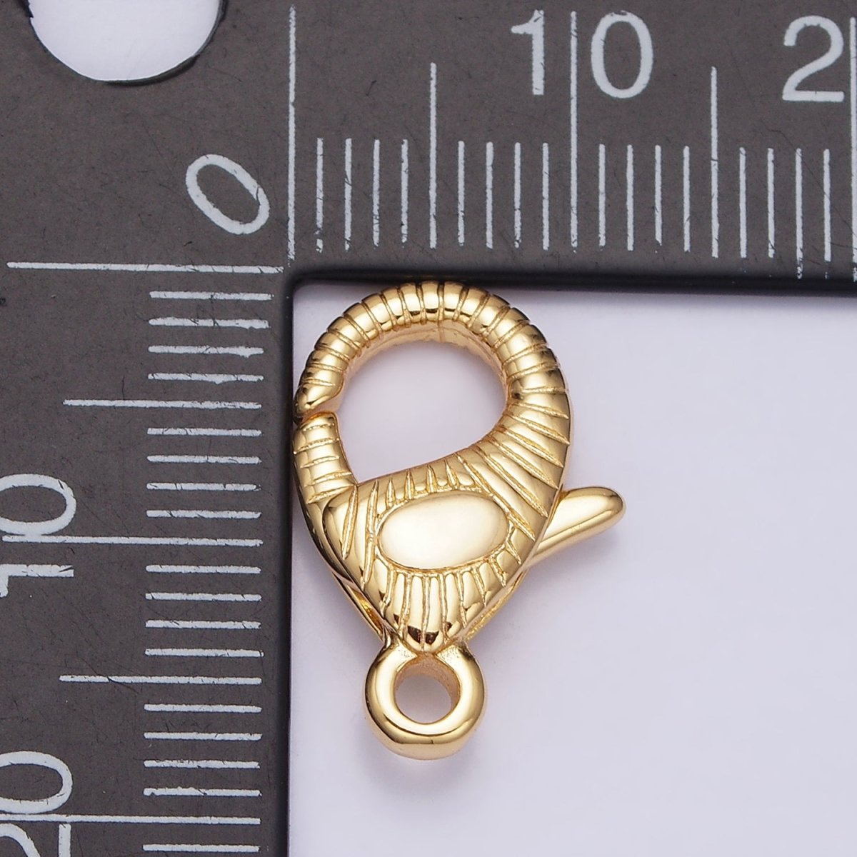 16K Gold Filled 17.5mm Lobster Clasps Line-Textured Jewelry Closure Supply | Z-394