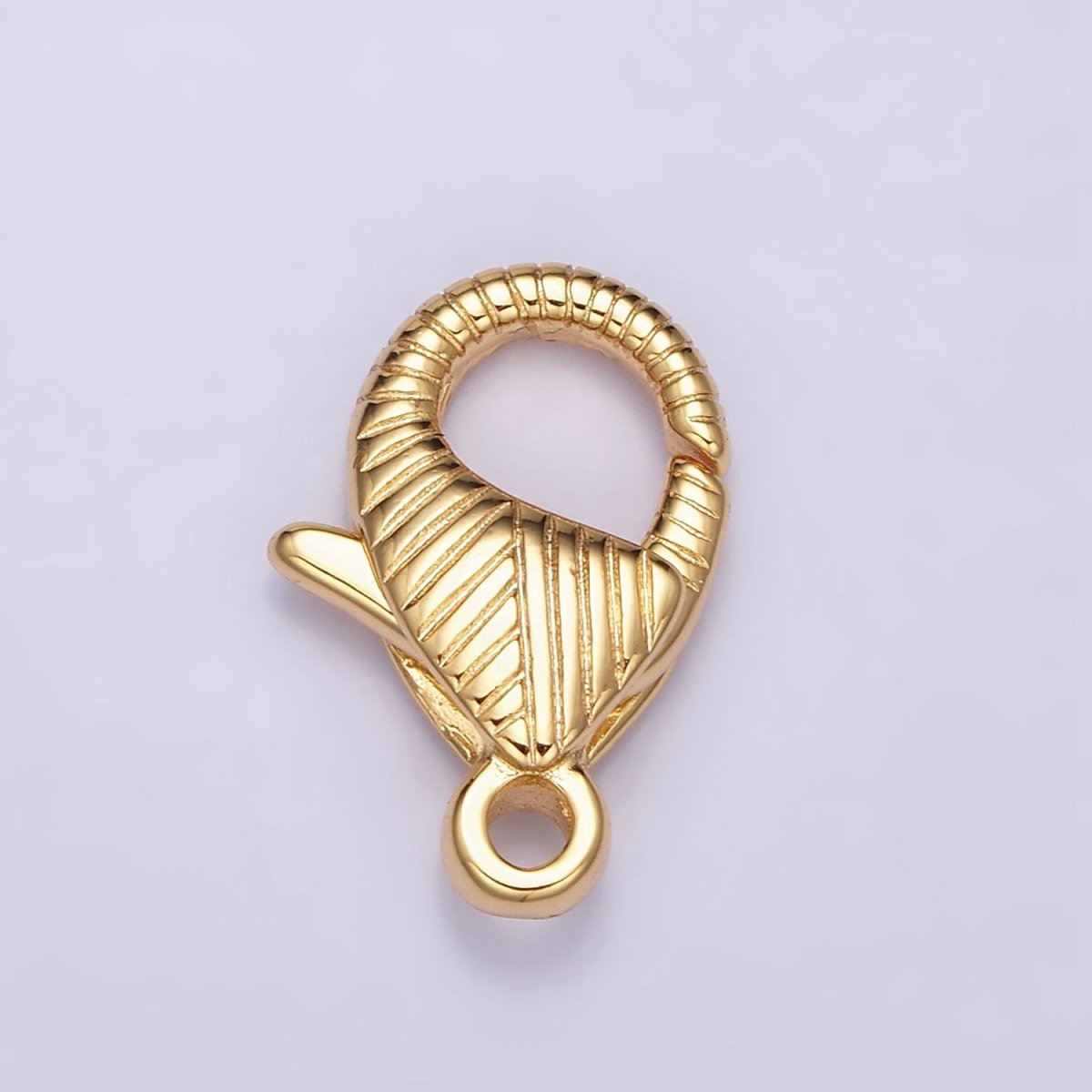 16K Gold Filled 17.5mm Lobster Clasps Line-Textured Jewelry Closure Supply | Z-394