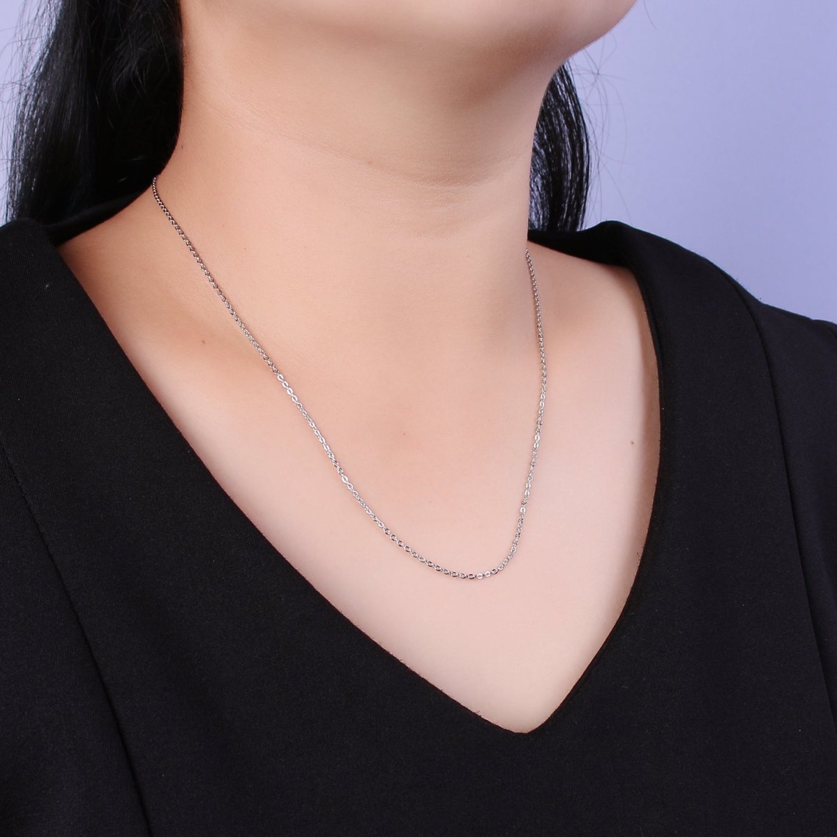 16K Gold Filled 1mm Dainty Cable Chain 18 Inch Layering Necklace w. Extender in Gold & Silver | WA-444 WA-445 Clearance Pricing