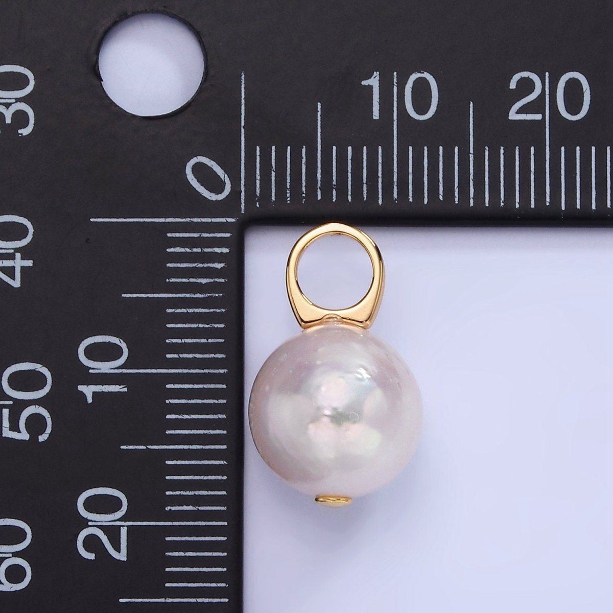 16K Gold Filled 20mm Freshwater Pearl Drop Bail Pendant | P1718