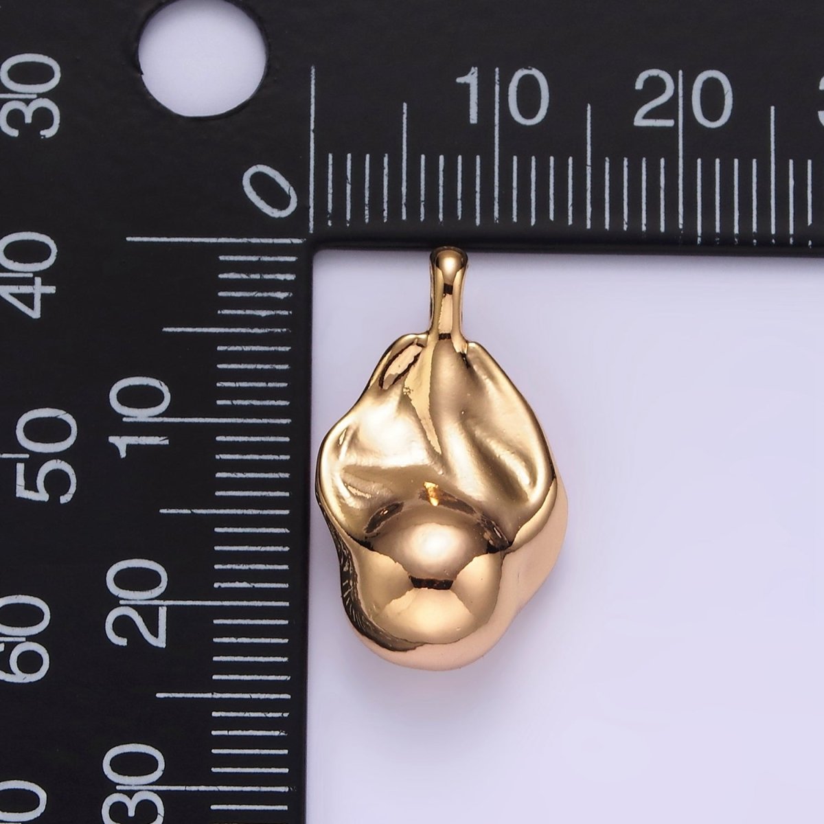 16K Gold Filled 22mm Abstract Molten Minimalist Pendant | N1909