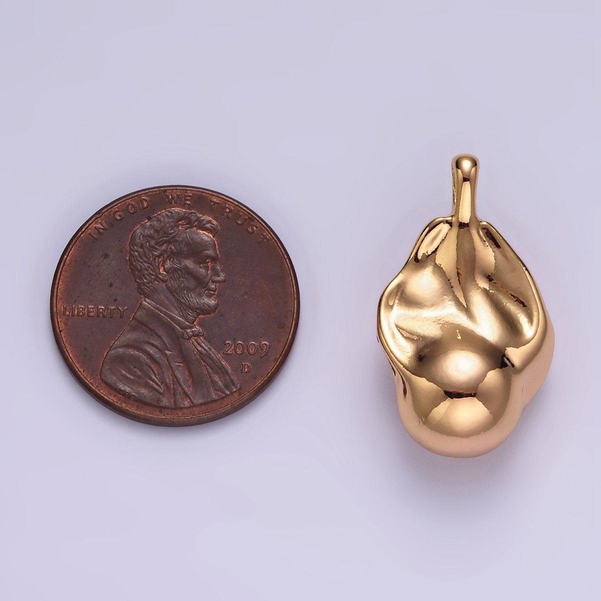 16K Gold Filled 22mm Abstract Molten Minimalist Pendant | N1909