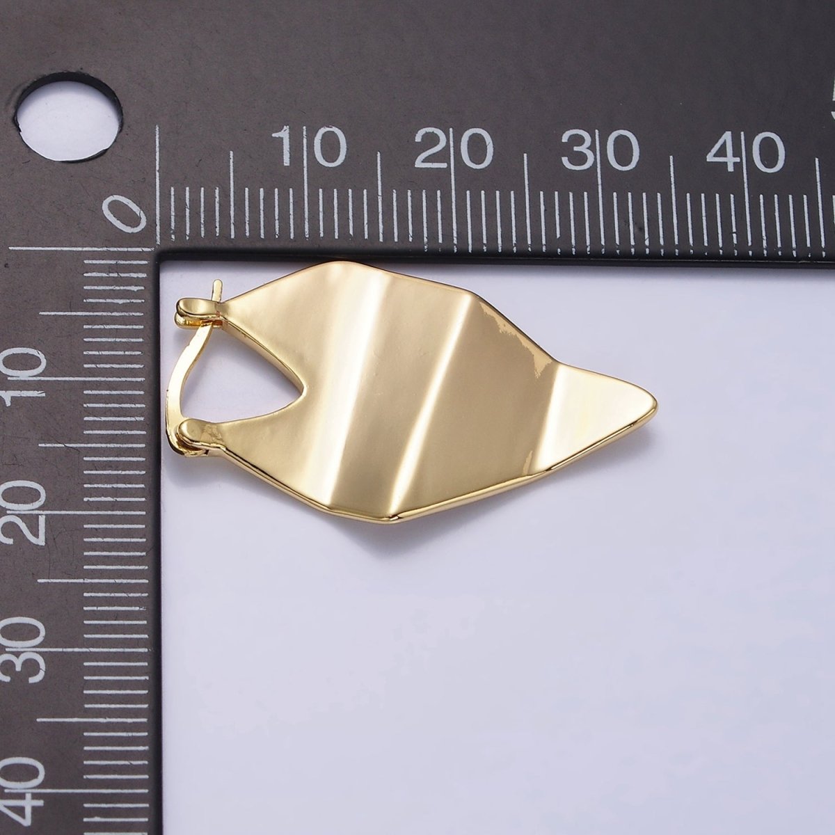 16K Gold Filled 23.5mm Hammered Geometric French Lock Earrings in Gold & Silver | AD978 AD979
