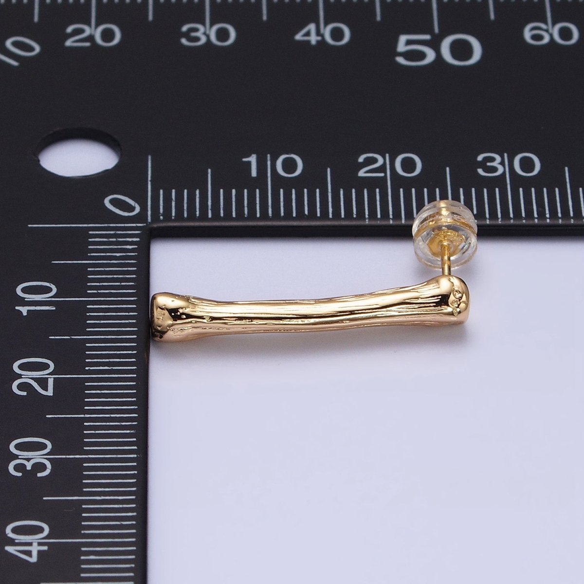 16K Gold Filled 25mm Bone Band Textured Linear Drop Stud Earrings in Gold & Silver | AD831 AD832