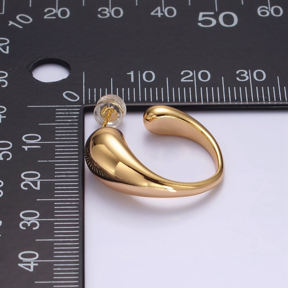 16K Gold Filled 25mm Chubby Molten Drip C-Shaped Hoop Earrings | AE890