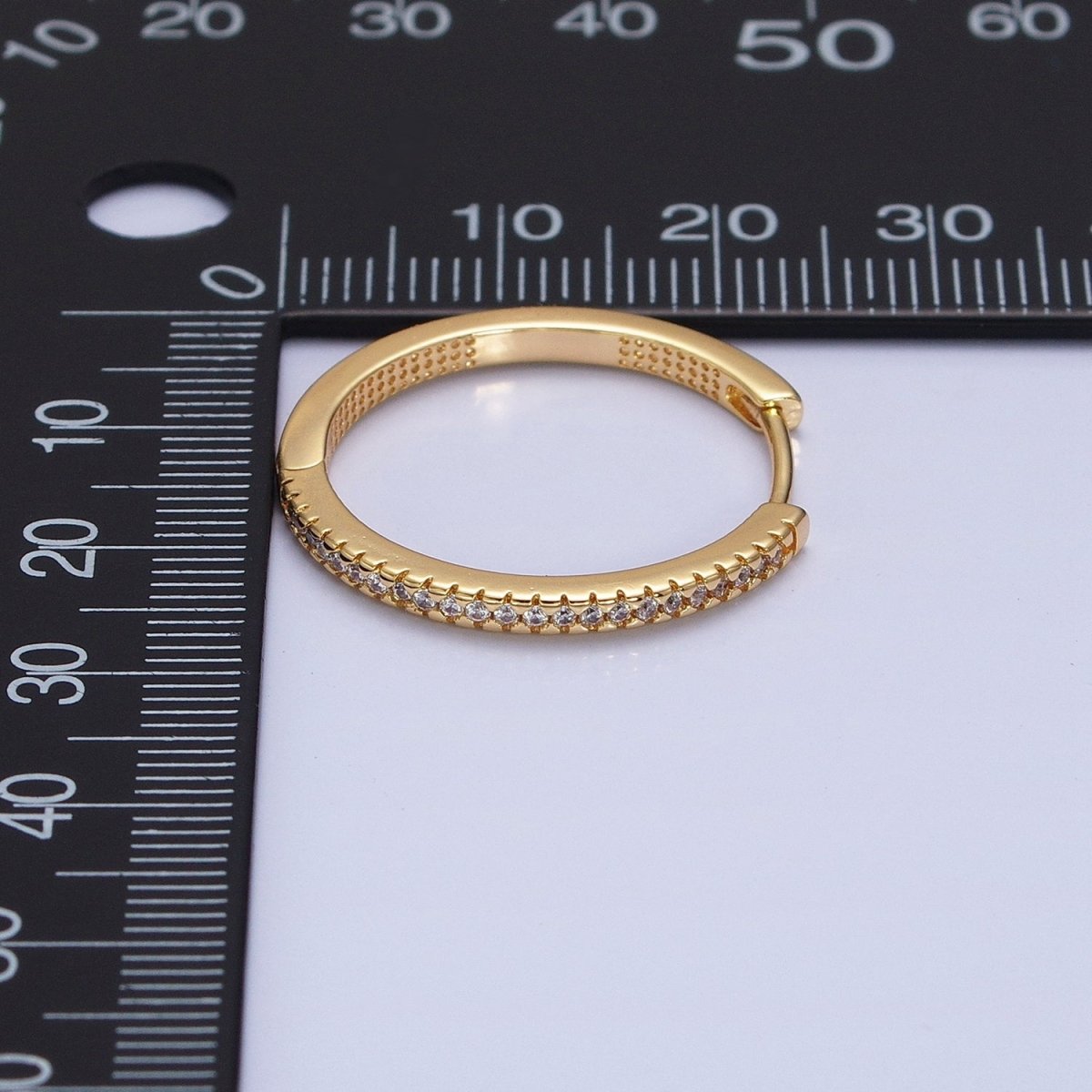 16K Gold Filled 25mm Clear Micro Paved Dotted Front-Facing Endless Hoop Earrings in Gold & Silver | AD1289 AD1290