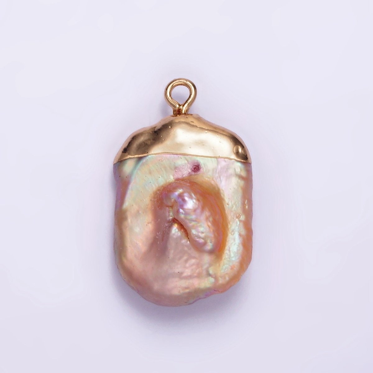 16K Gold Filled 25mm Pink Blush Baroque Freshwater Pearl Dipped Charm | P1620