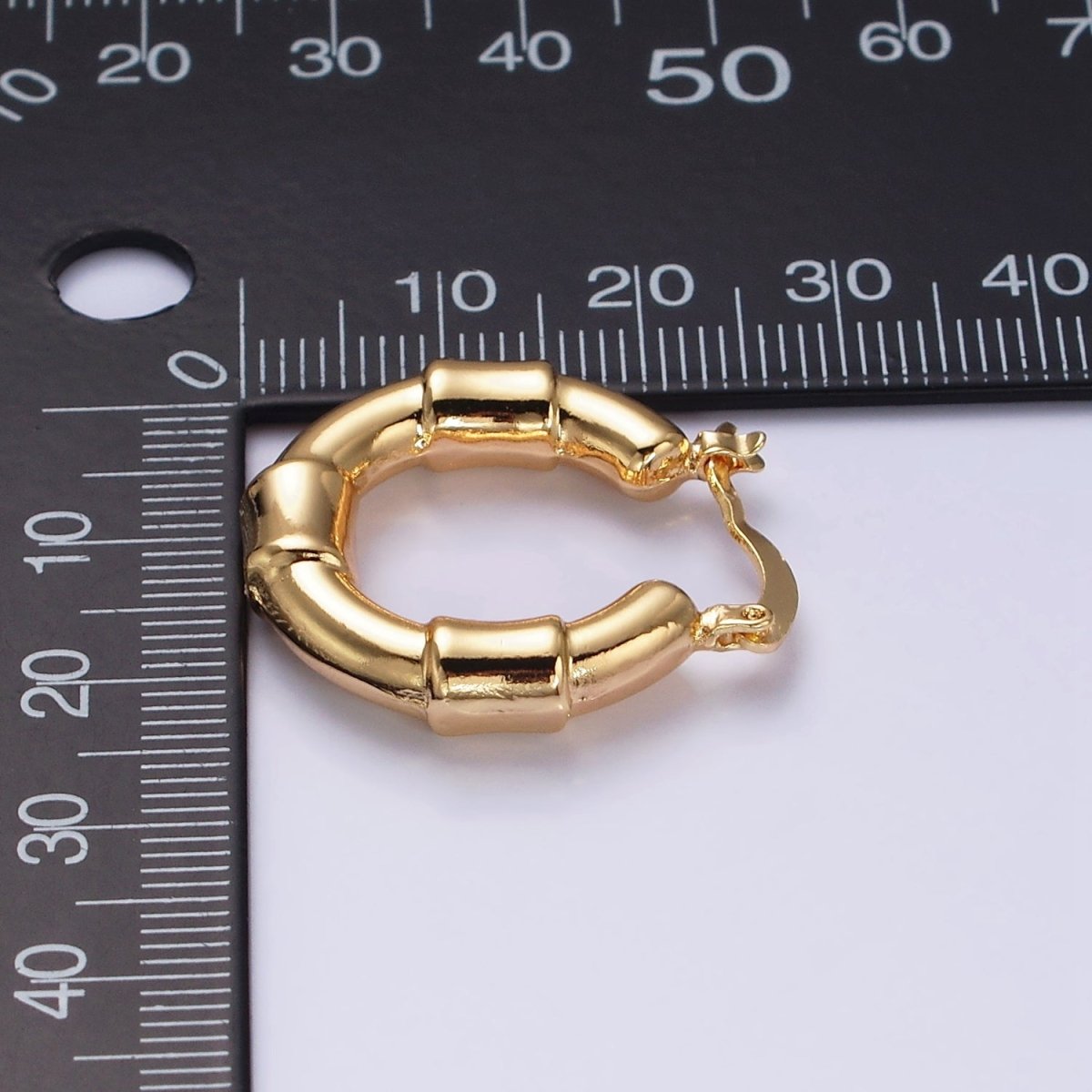 16K Gold Filled 25mm Triple Wide Wrap French Lock Latch Hoop Earrings | AE085
