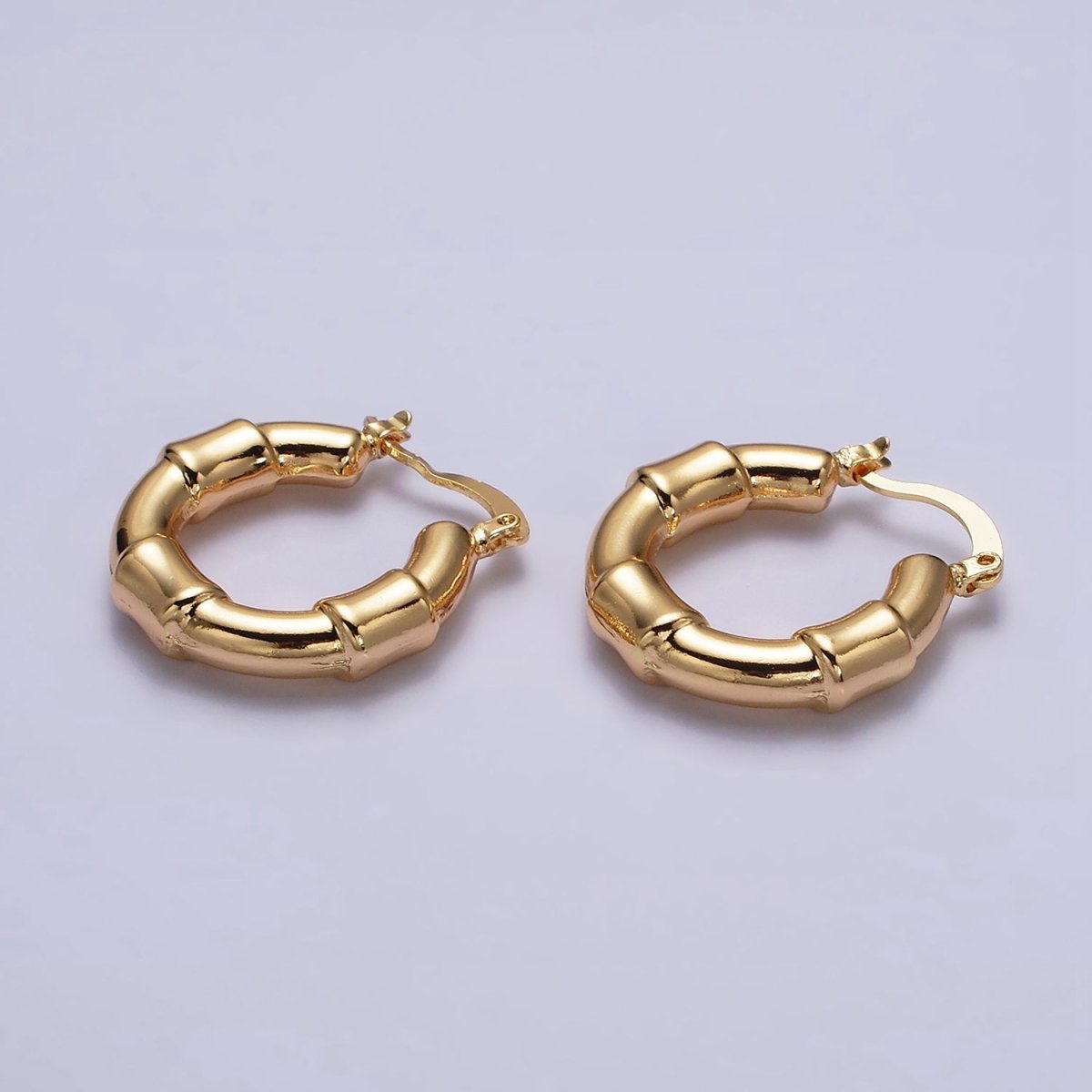 16K Gold Filled 25mm Triple Wide Wrap French Lock Latch Hoop Earrings | AE085