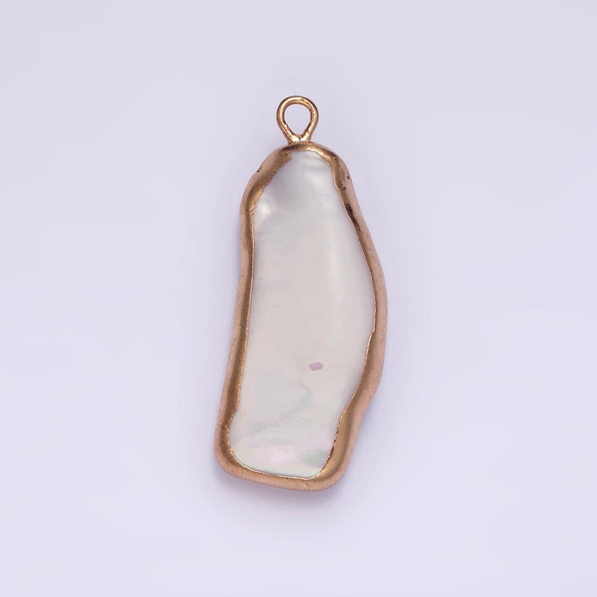 16K Gold Filled 30mm Abstract Rose Gold-Dipped Biwa Freshwater Pearl Charm | P1617