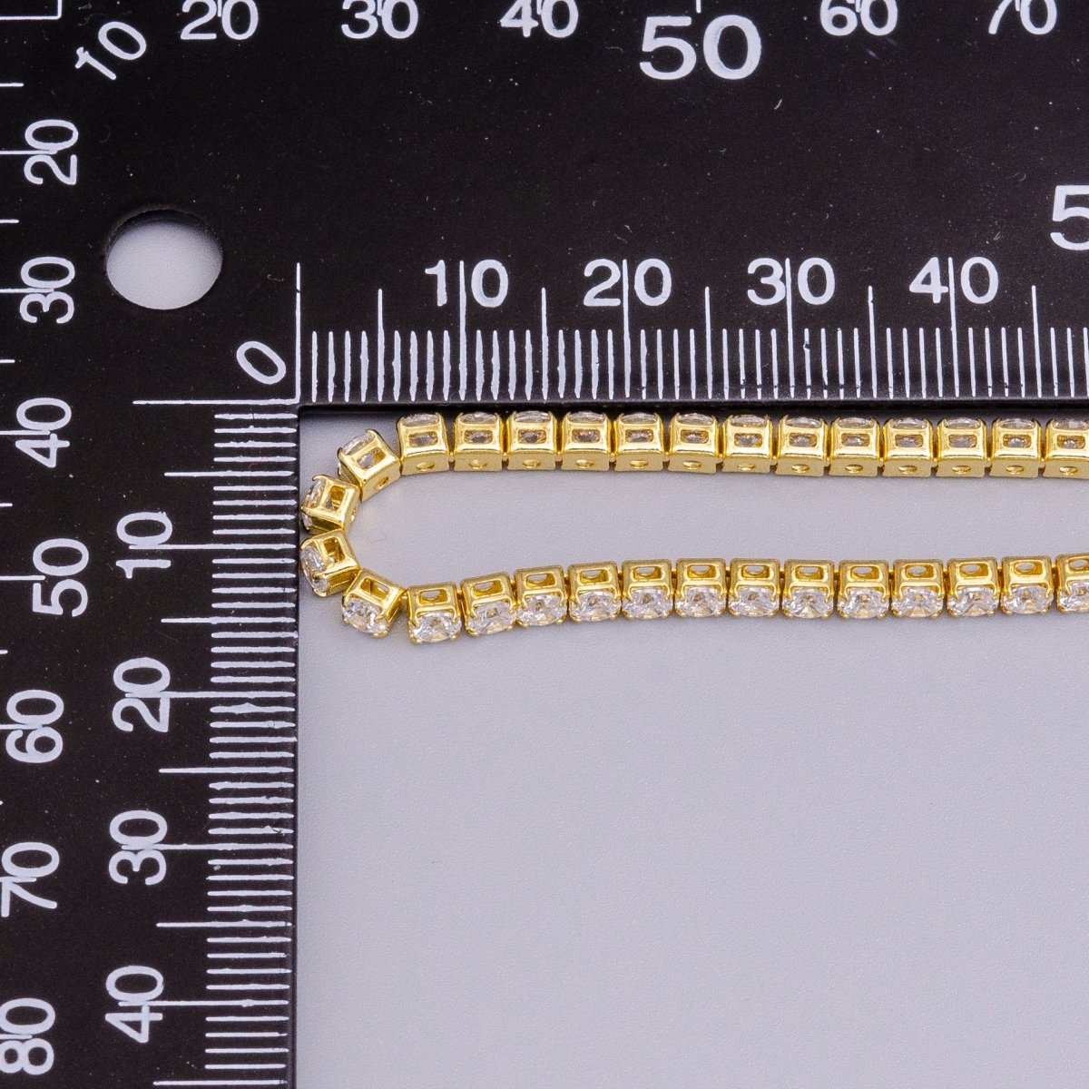 16K Gold Filled 3mm Clear Crystal Tennis Chain 9.25 Inch Anklet | WA-1887 Clearance Pricing