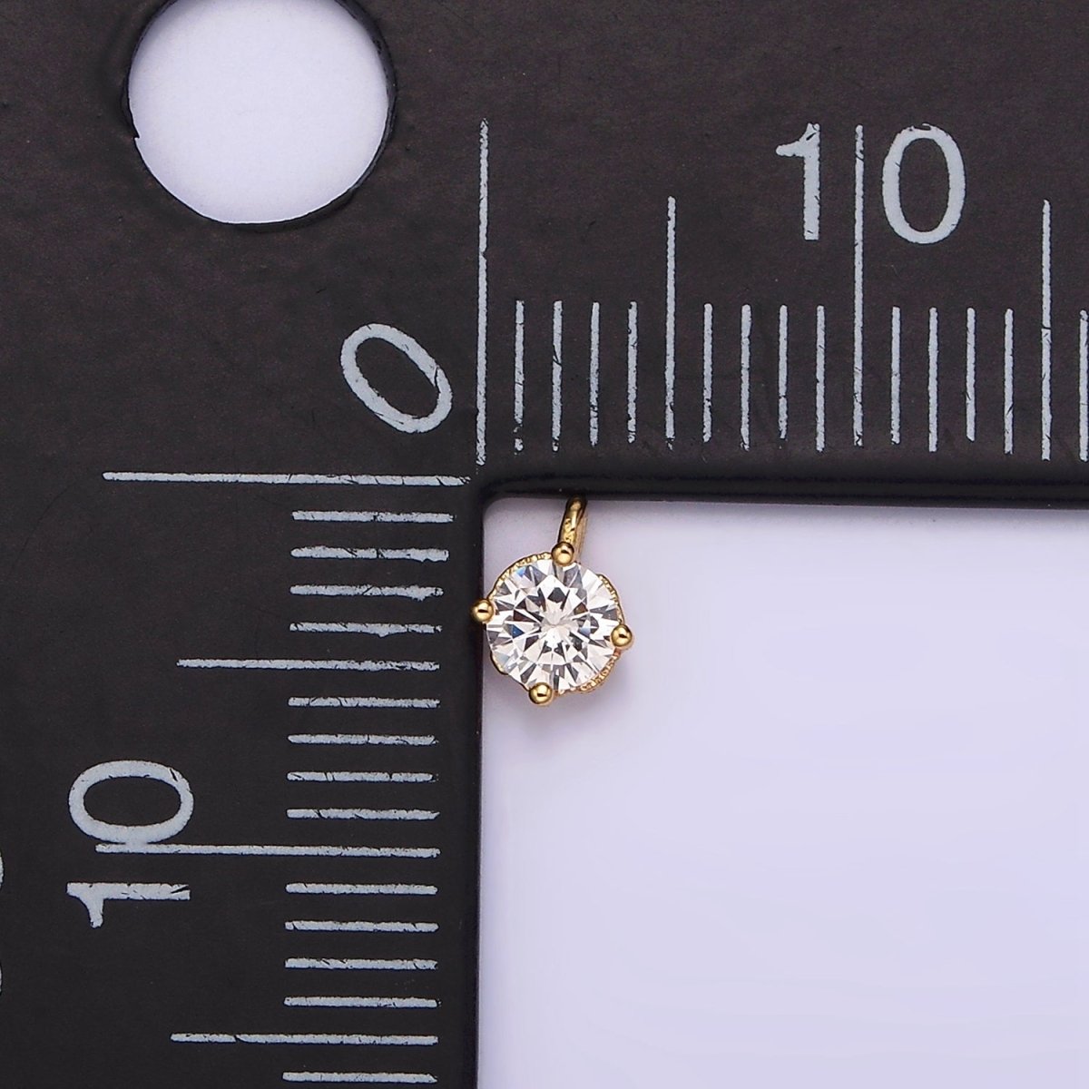 16K Gold Filled 4.2mm Clear Cubic Zirconia Minimalist Round Mini Charm | AG-093