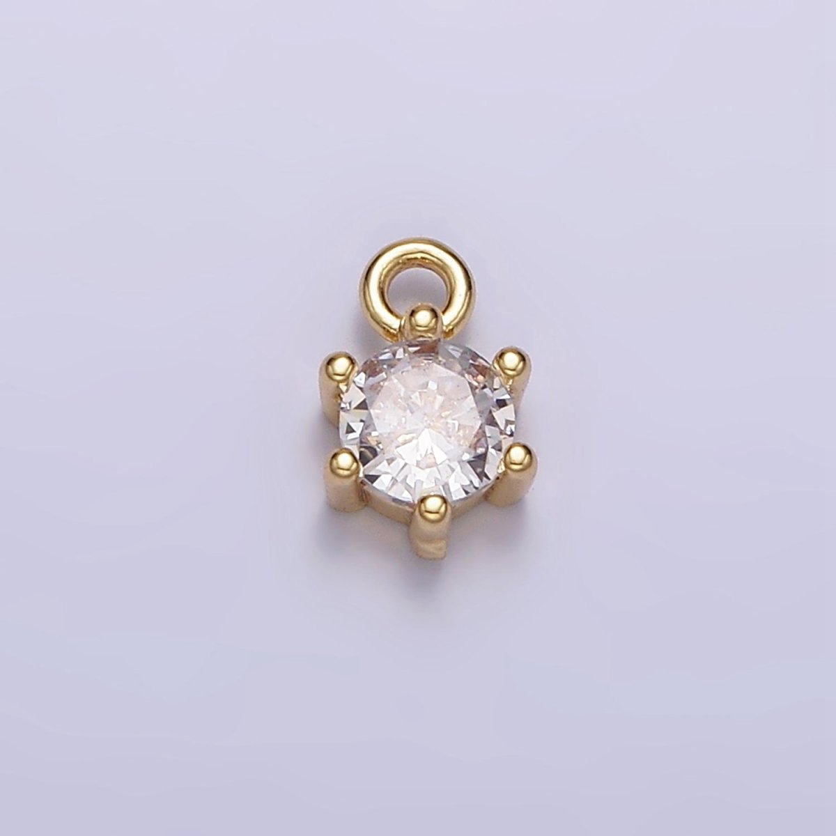 16K Gold Filled 5.5mm Round Clear CZ Minimalist Add-On Charm | AC1431