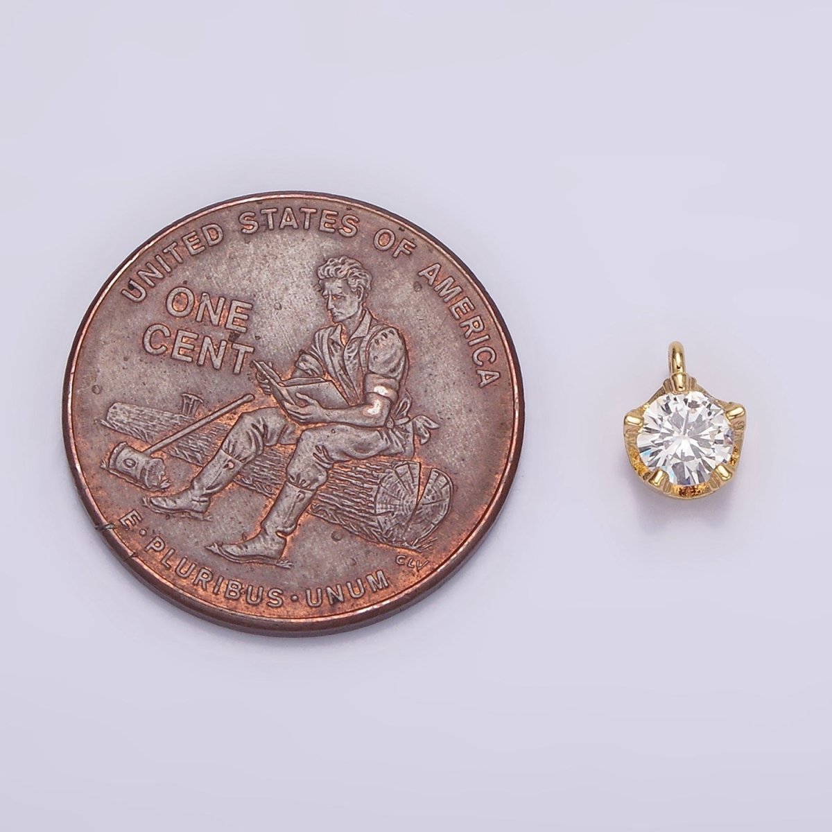 16K Gold Filled 5mm Clear Cubic Zirconia Minimalist Round Mini Charm | AG099