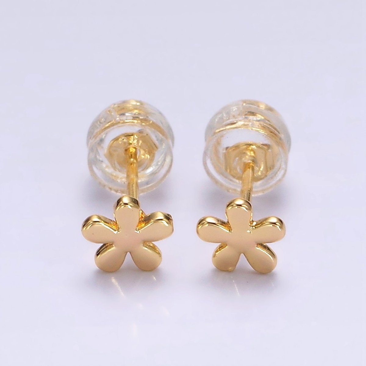 16K Gold Filled 5mm Flower Minimalist Mini Stud Earrings | AE897