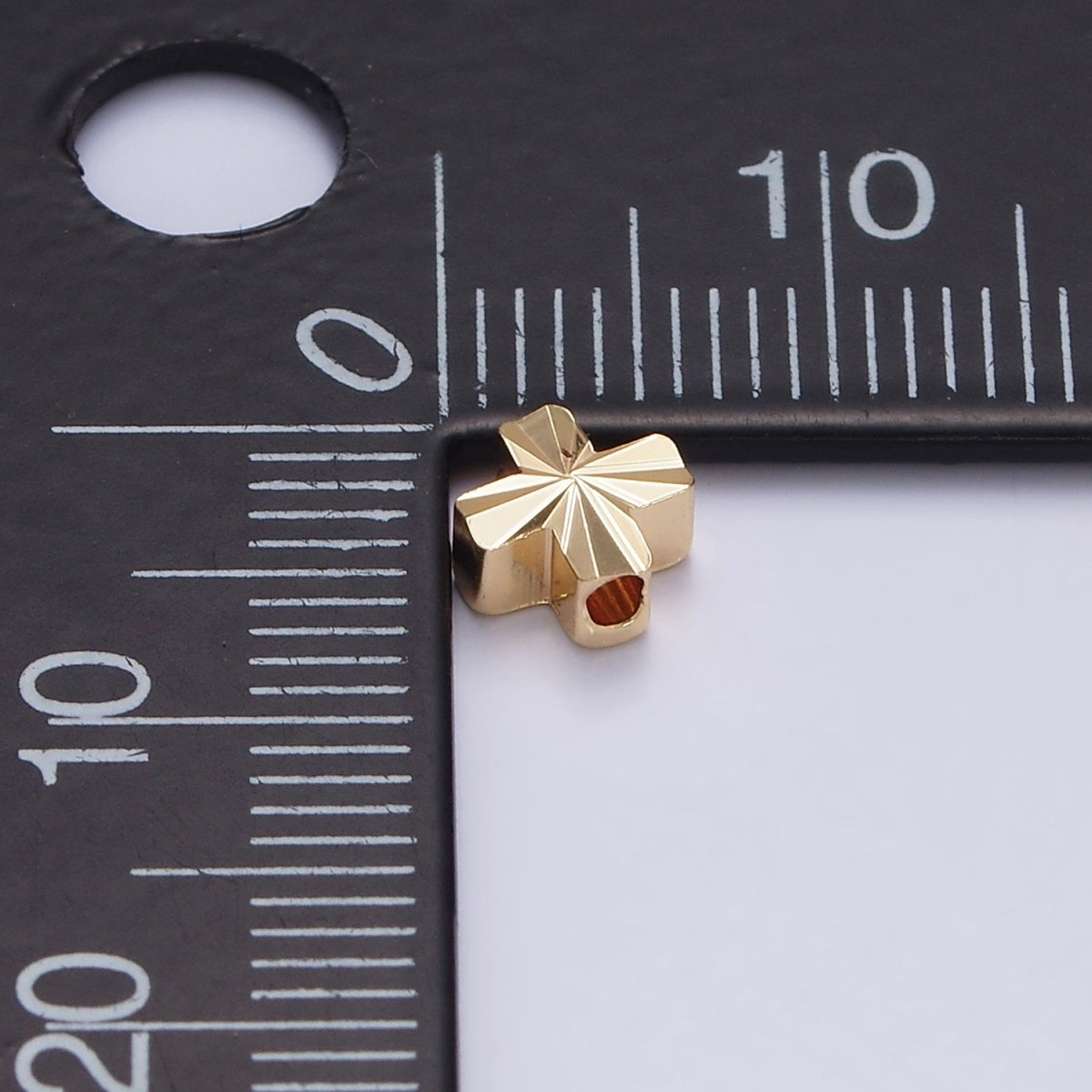 16K Gold Filled 5mm Sunburst Quatrefoil Clover Minimalist Bead | B833
