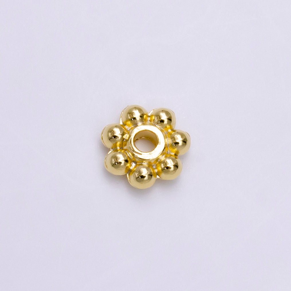 16K Gold Filled 6mm Round Beaded Bubble Outline Spacer Donut Bead | Z-918