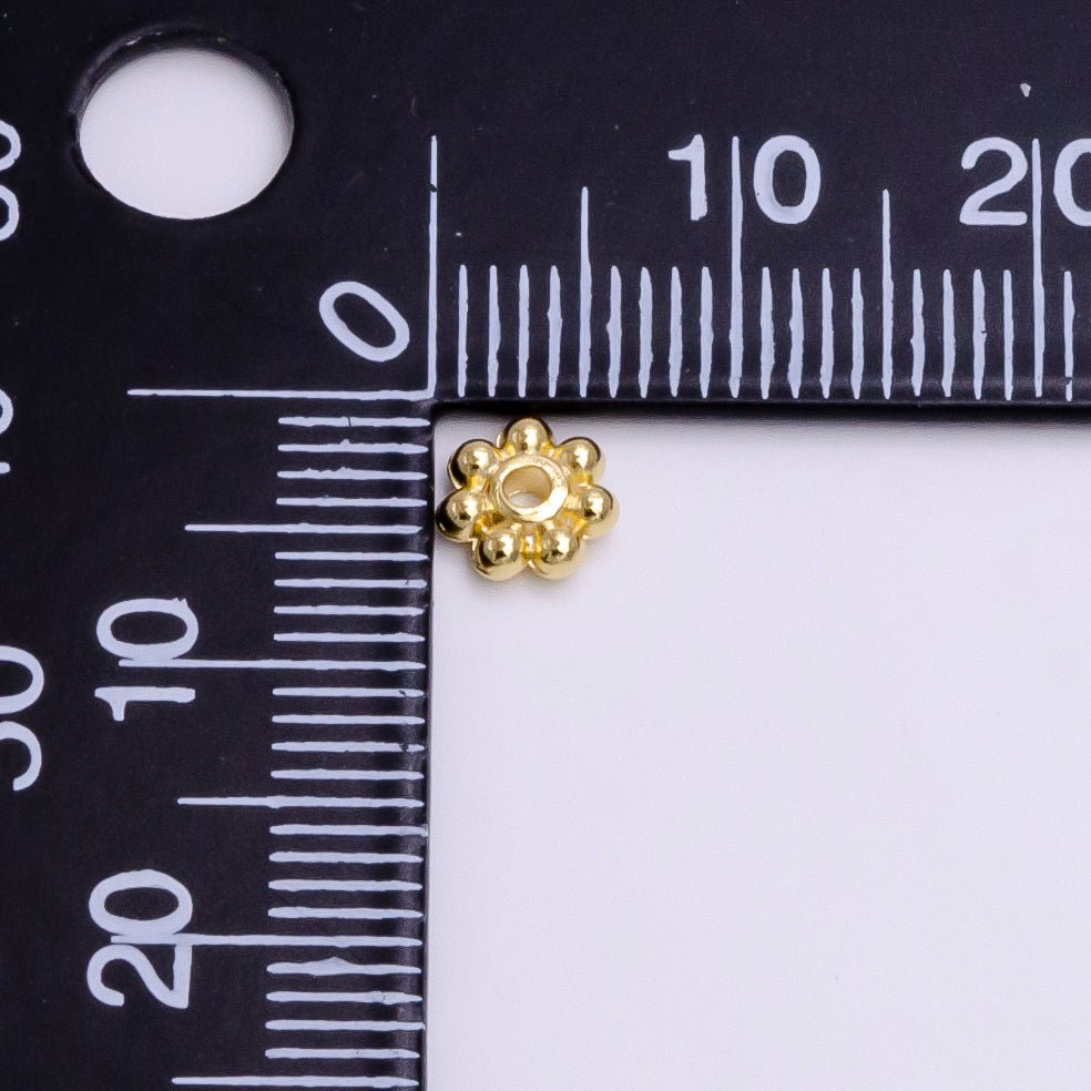 16K Gold Filled 6mm Round Beaded Bubble Outline Spacer Donut Bead | Z-918
