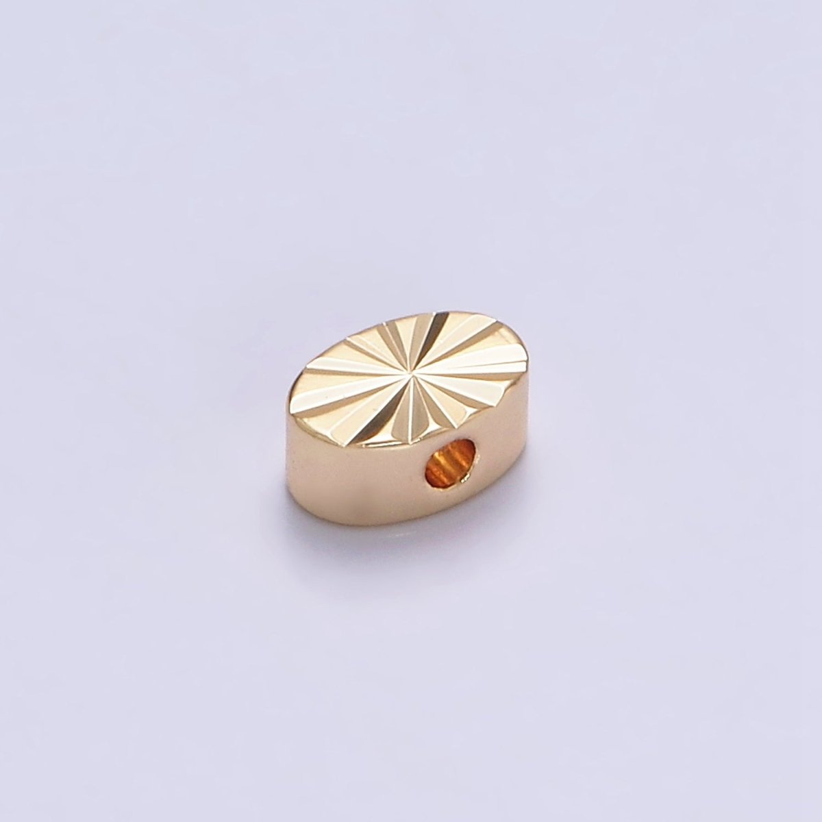 16K Gold Filled 6mm Sunburst Oval Spacer Bead | B-837