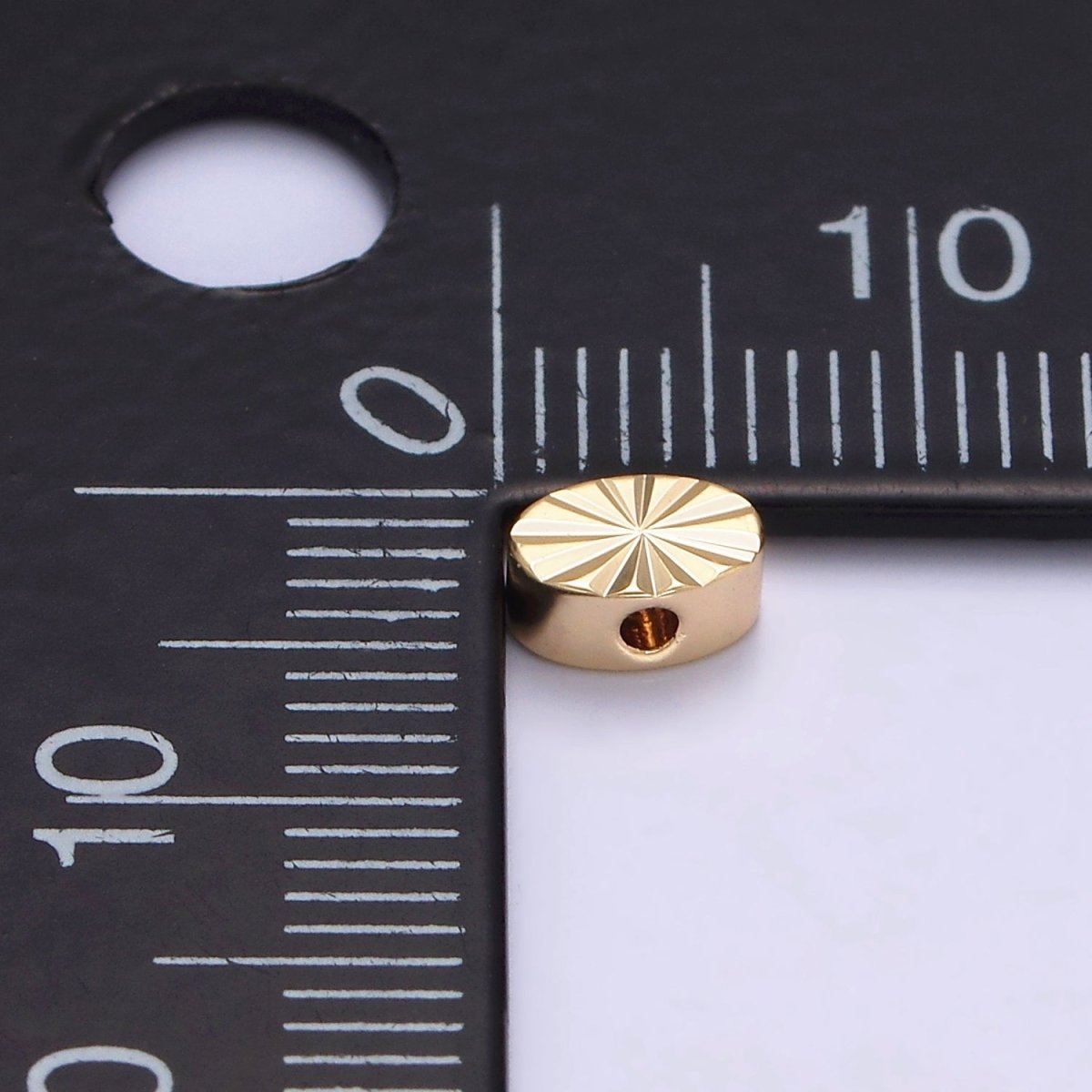 16K Gold Filled 6mm Sunburst Oval Spacer Bead | B-837