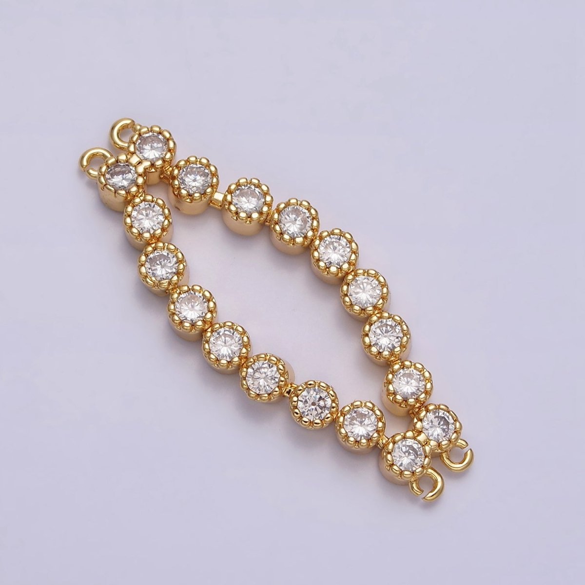 16K Gold Filled 73mm Double Clear Round CZ Connector in Gold & Silver | Y-884