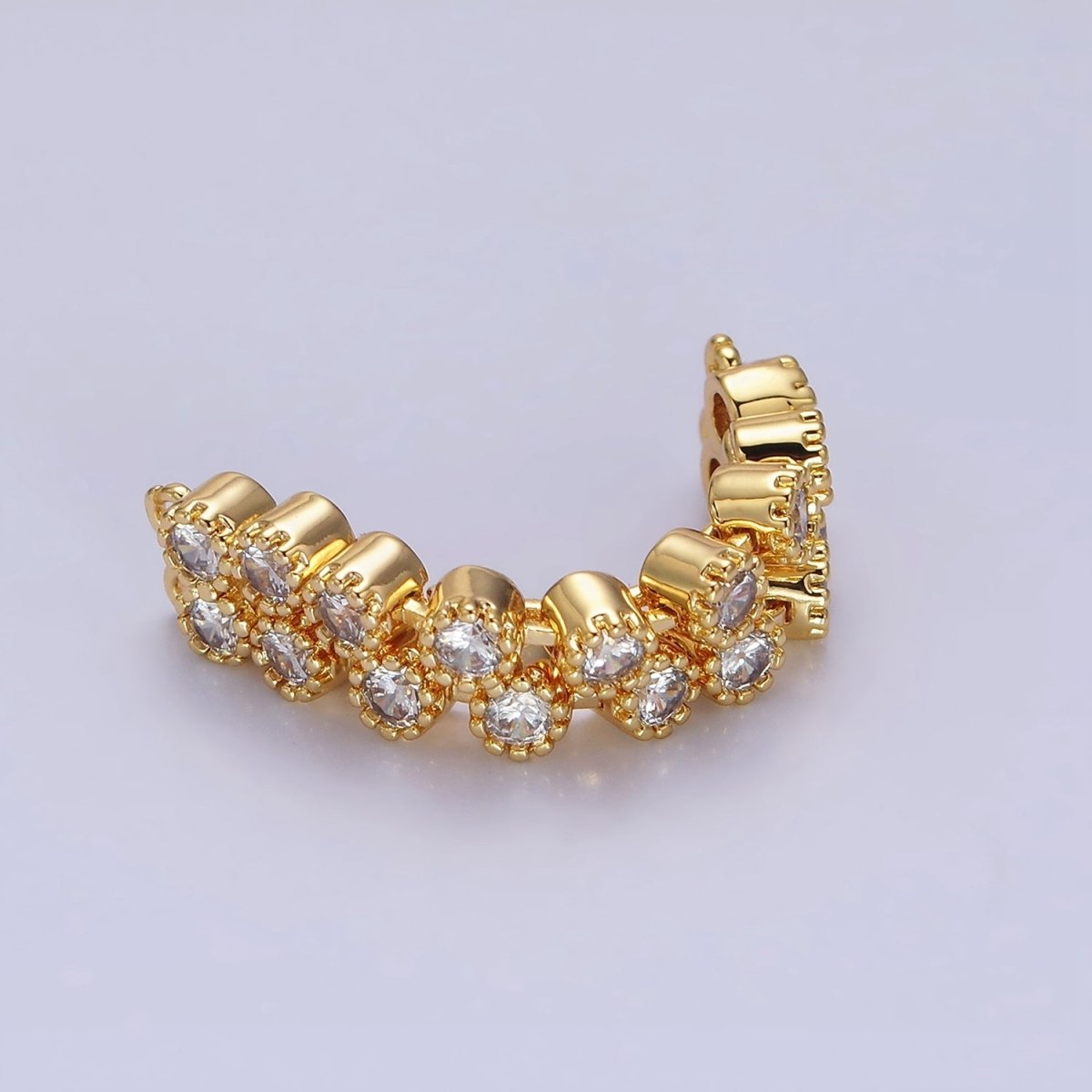 16K Gold Filled 73mm Double Clear Round CZ Connector in Gold & Silver | Y-884