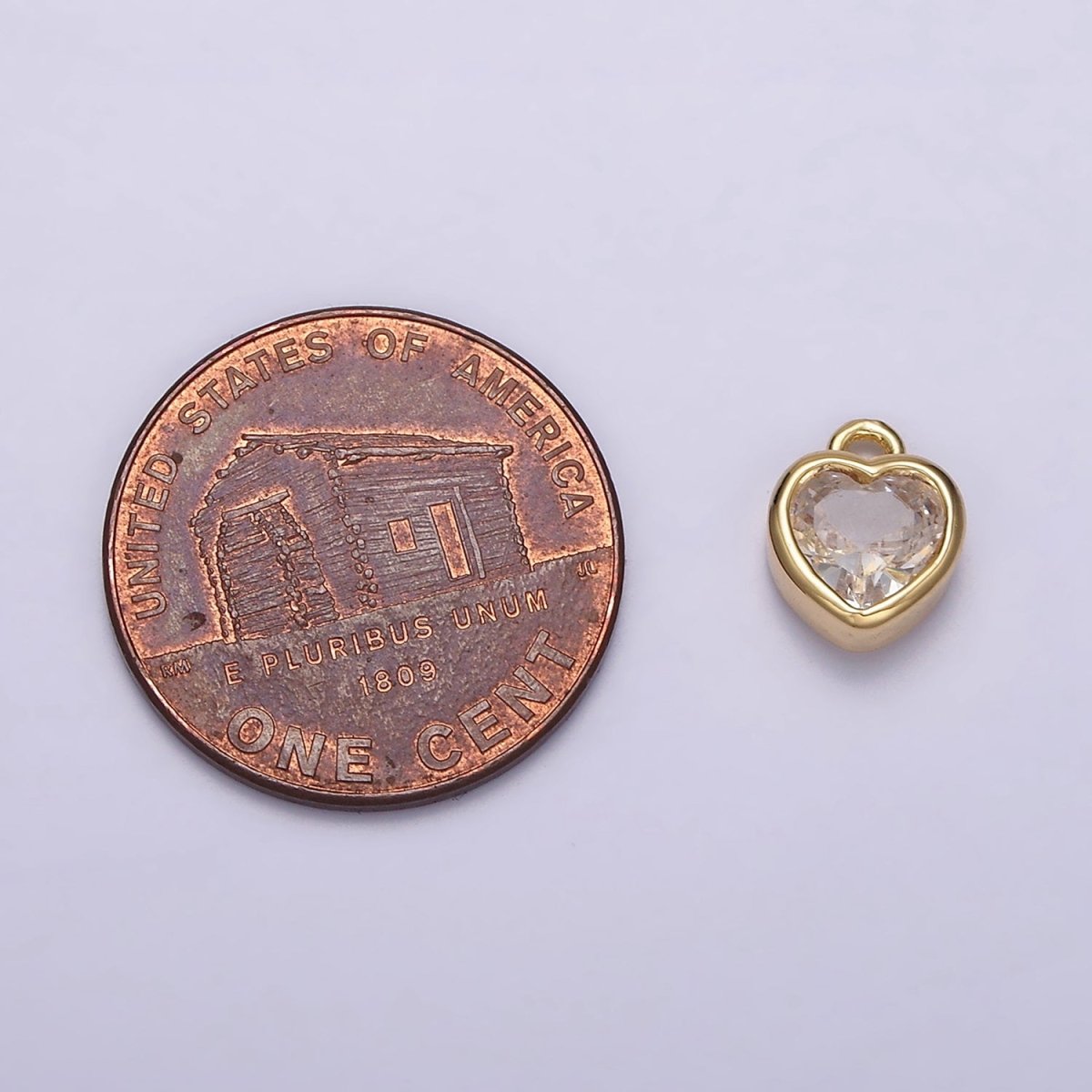16K Gold Filled 7mm Clear CZ Heart Bezel Add-On Charm | N966
