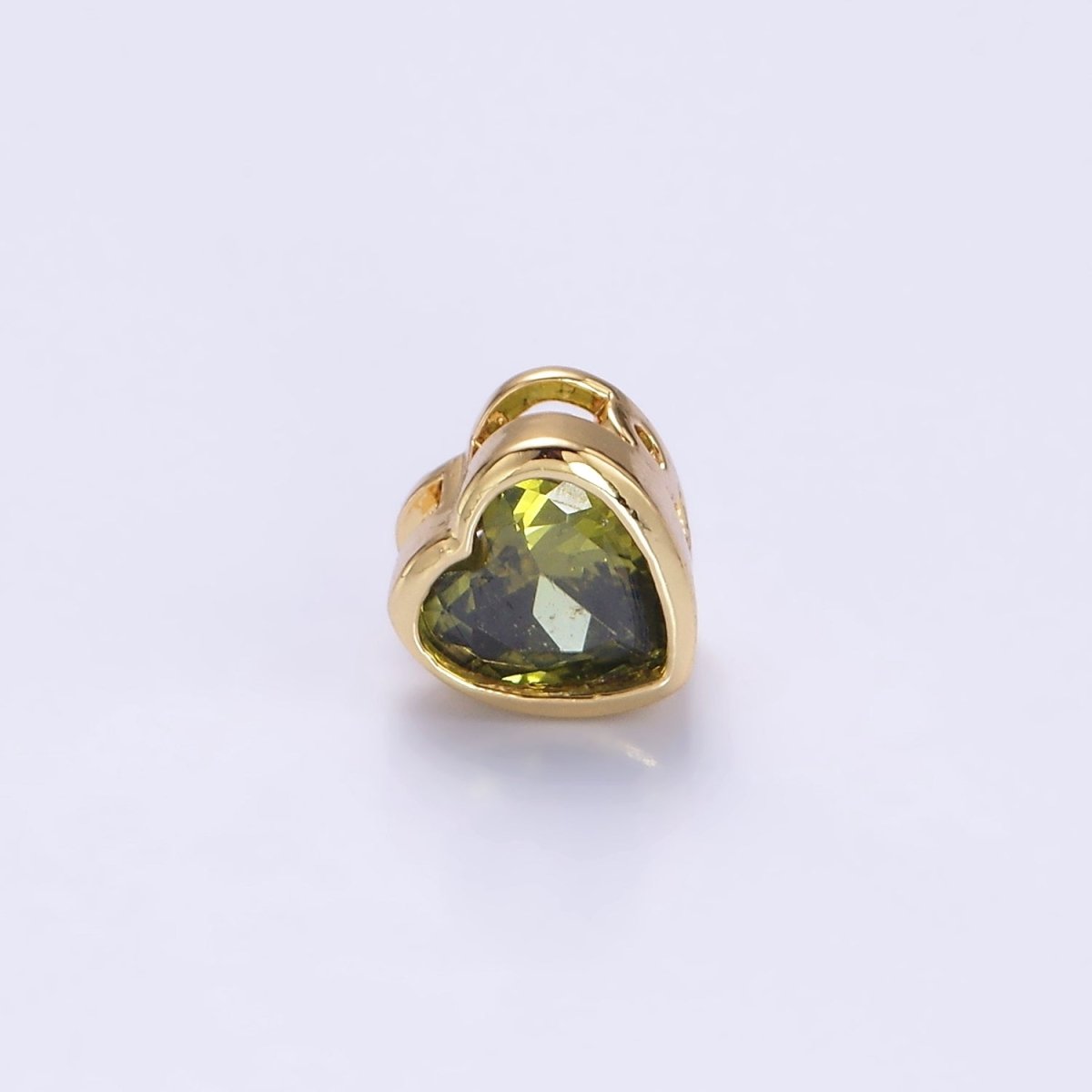 16K Gold Filled 7mm Colorful CZ Heart Bead Charm Spacer | B-797 B-798 B-344 B-800