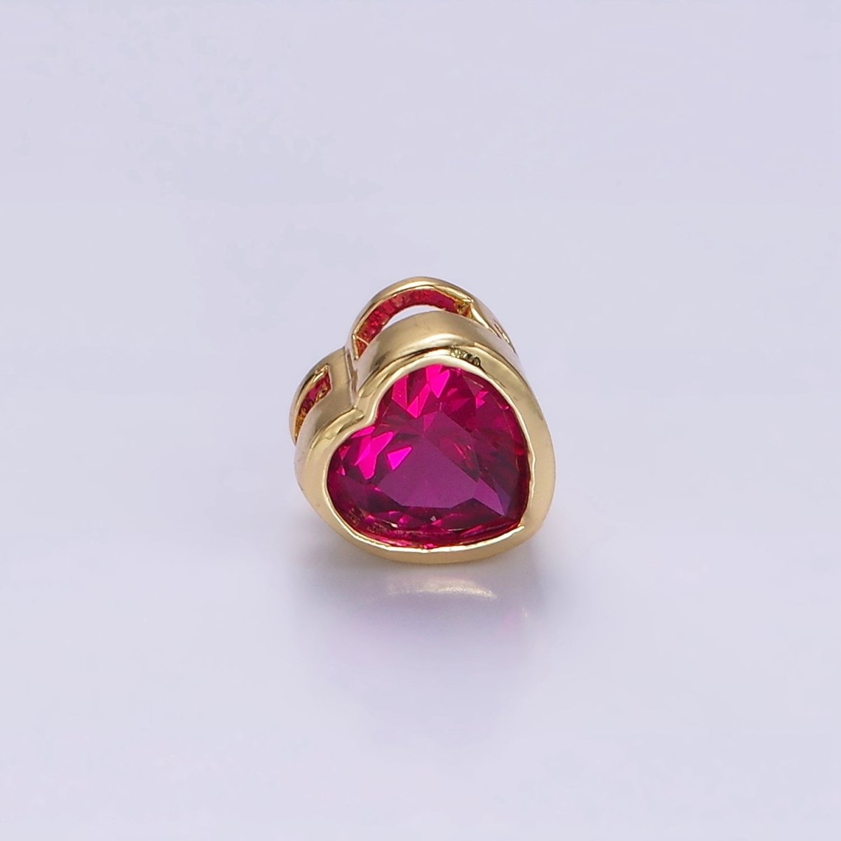 16K Gold Filled 7mm Colorful CZ Heart Bead Charm Spacer | B-797 B-798 B-344 B-800