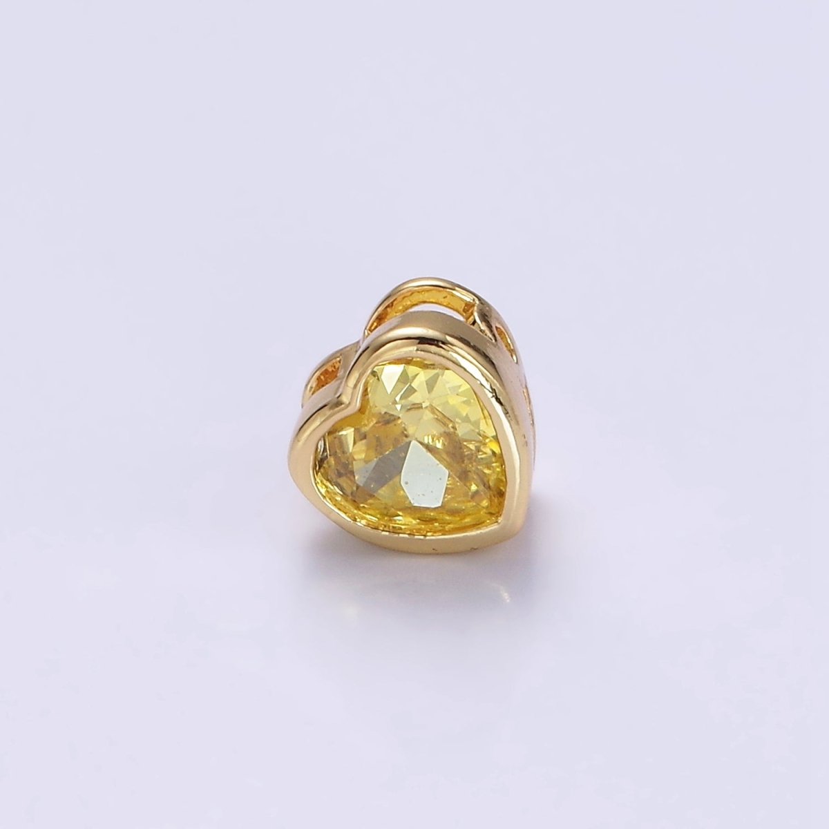 16K Gold Filled 7mm Colorful CZ Heart Bead Charm Spacer | B-797 B-798 B-344 B-800