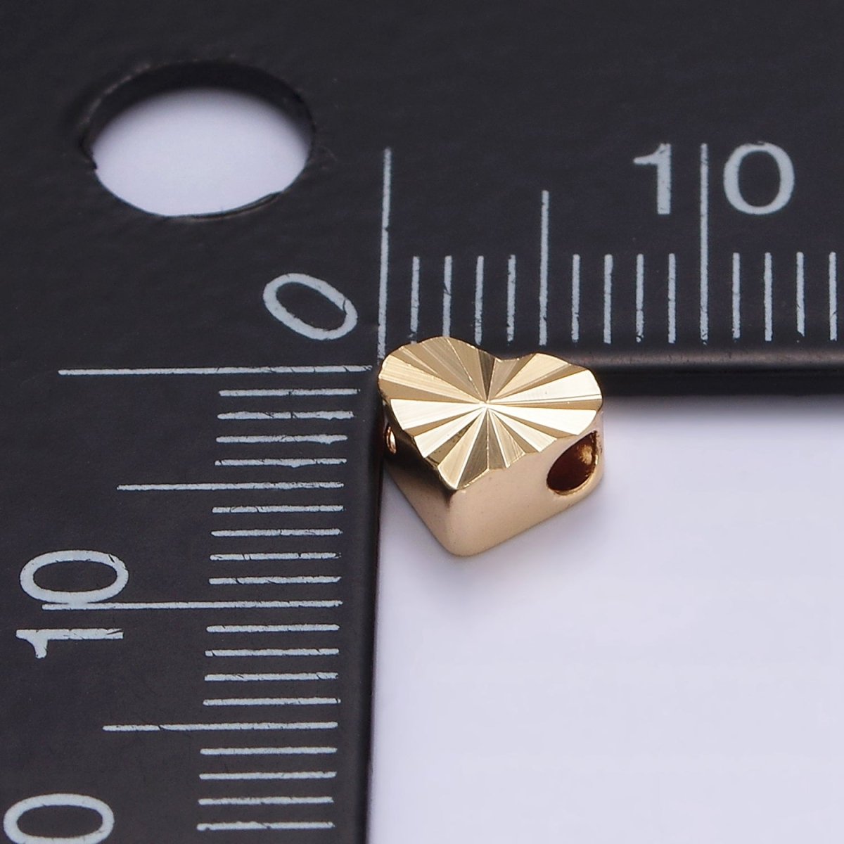 16K Gold Filled 7mm Sunburst Heart Bead | B-835
