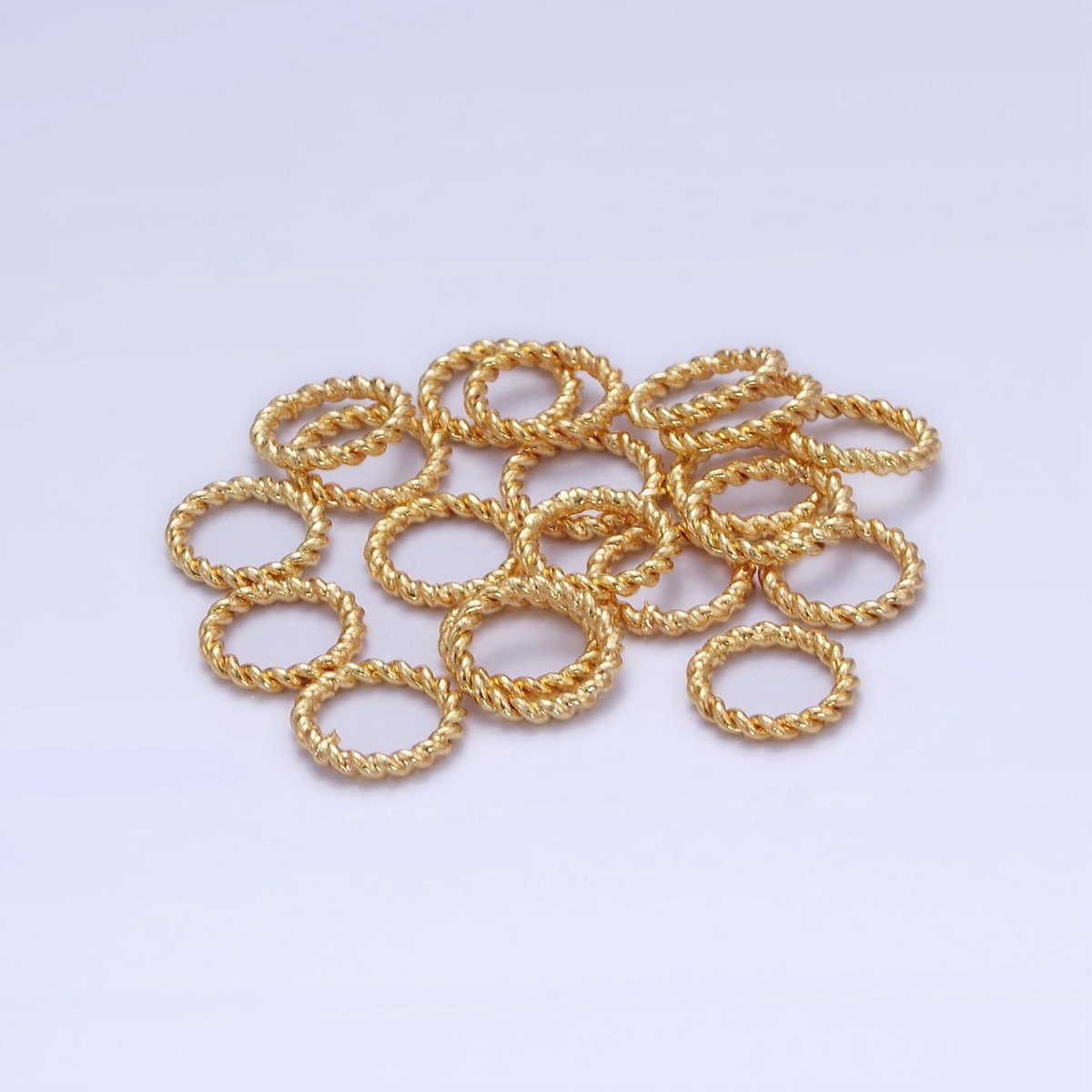 16K Gold Filled 8mm Croissant Twist Closed Jump Ring Findings By Bag | Z736
