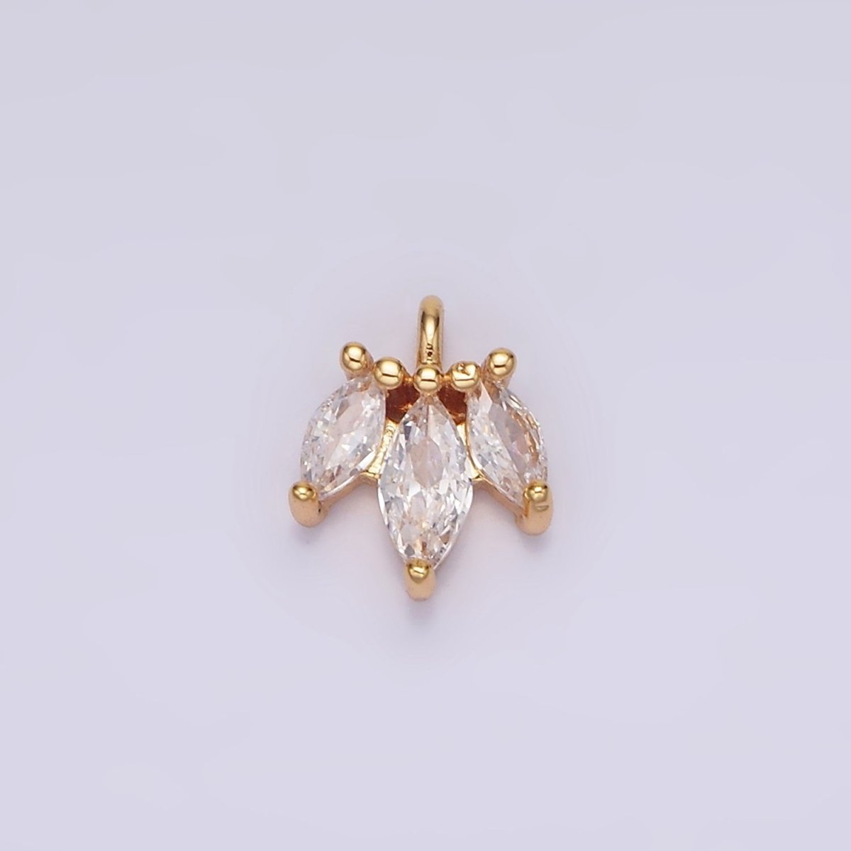 16K Gold Filled 8mm Triple Clear Marquise CZ Mini Charm | AG102