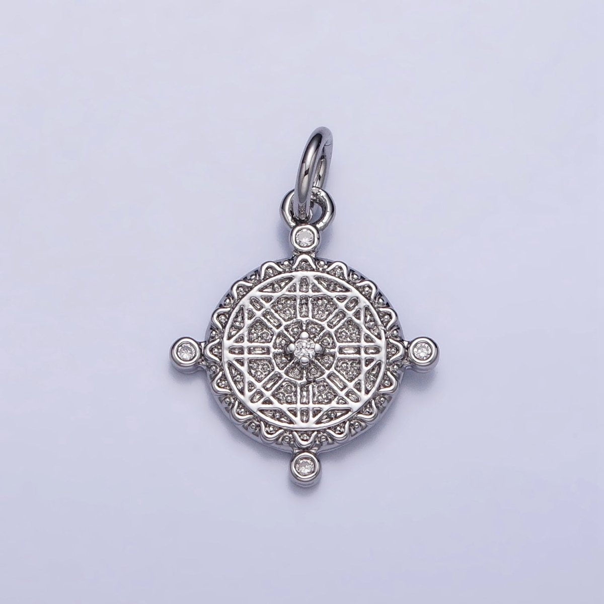 16K Gold Filled Artisan Geometric Round Dotted CZ Charm in Gold & Silver | AC1290 AC1291