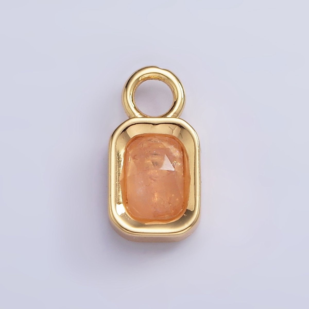 16K Gold Filled Baguette Multifaceted Natural Gemstone Personalized Add-On Charm | AC1492 - AC1504