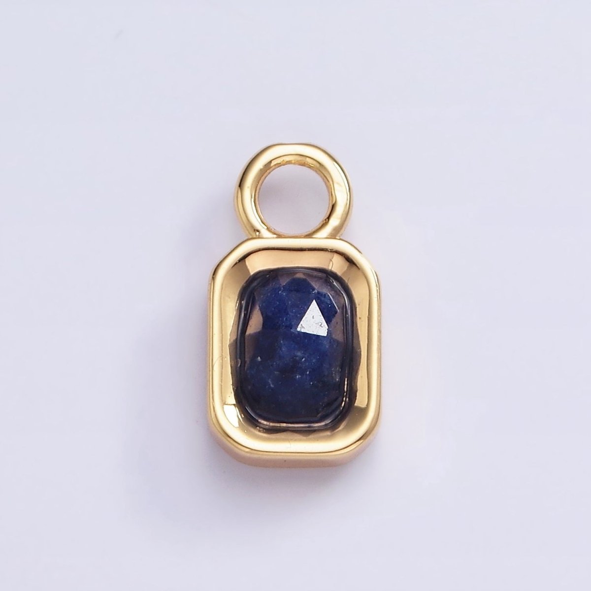 16K Gold Filled Baguette Multifaceted Natural Gemstone Personalized Add-On Charm | AC1492 - AC1504